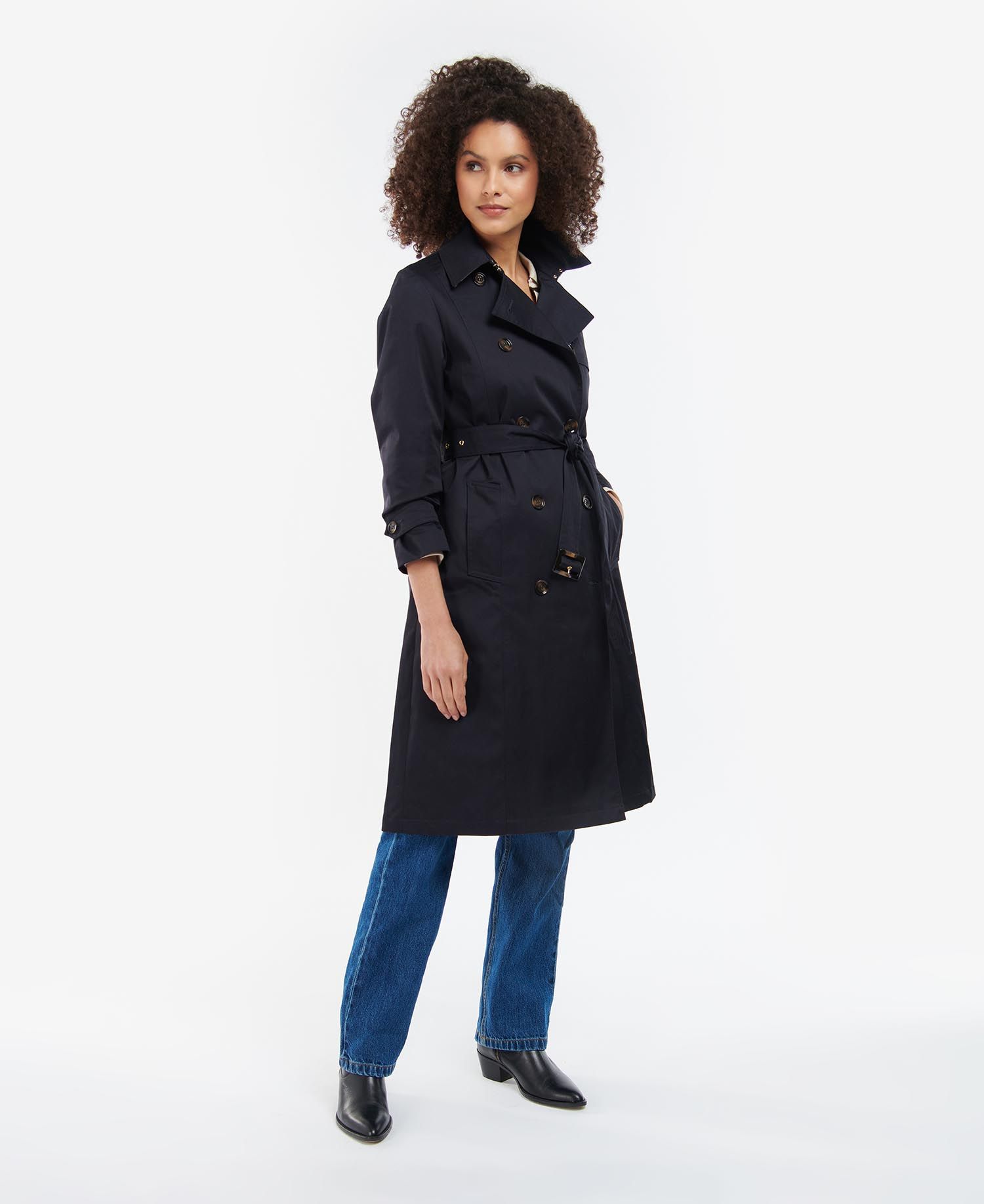 Barbour Greta Trench Women's Coats Navy | 253870-HNE