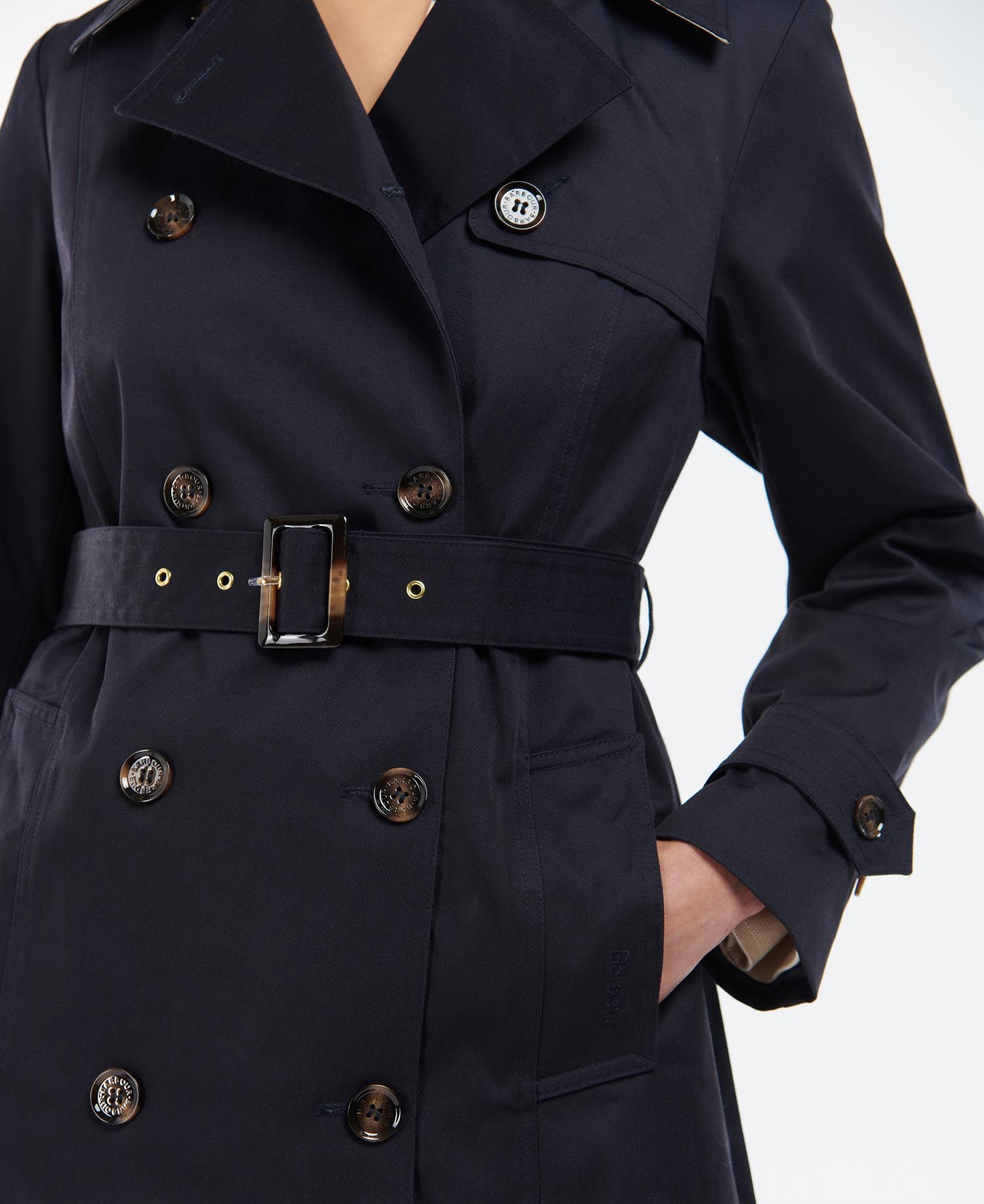 Barbour Greta Trench Women's Coats Navy | 253870-HNE