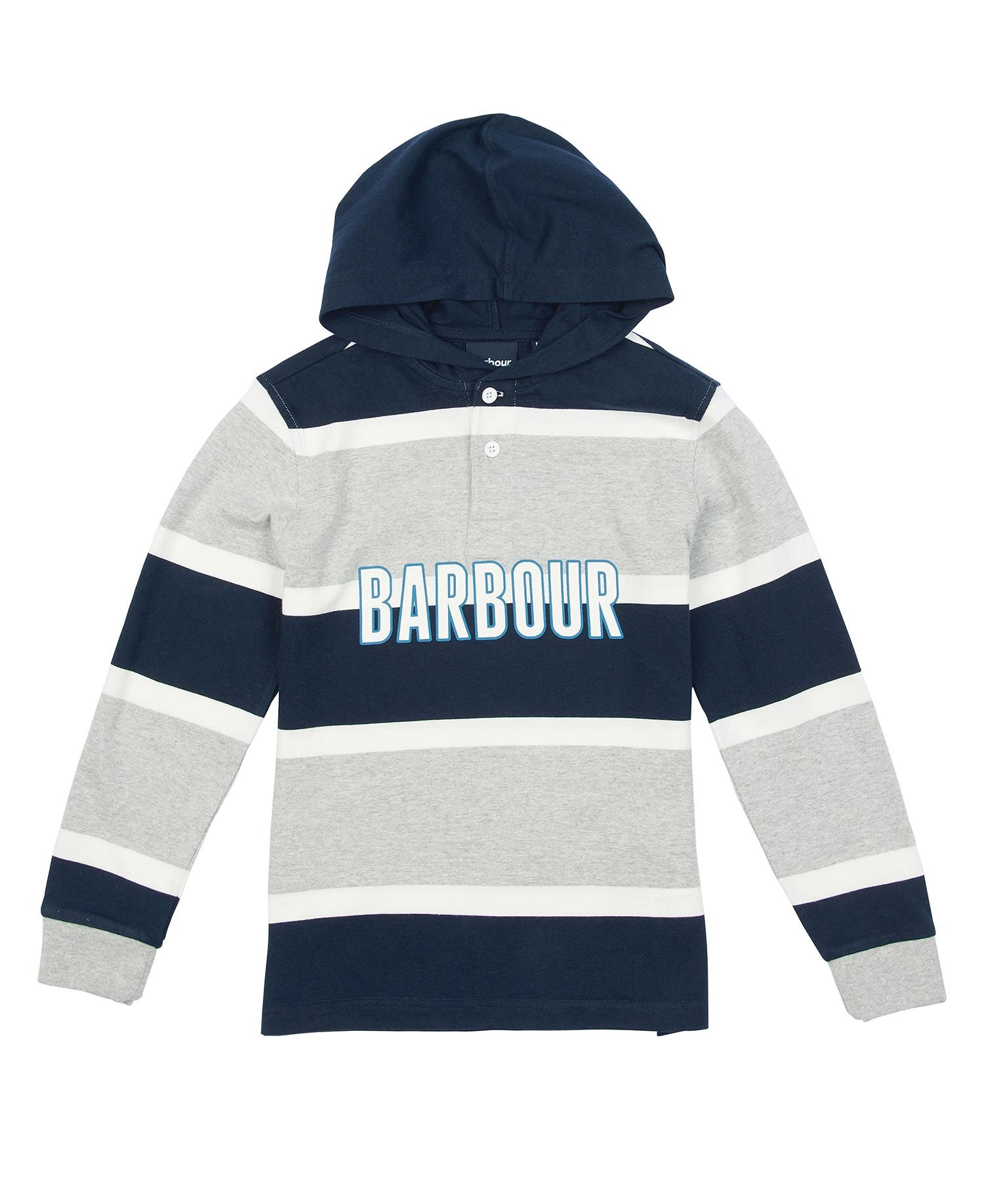 Barbour Greyson Hooded Rugby Kids' Clothing Grey / Navy | 236548-MQW