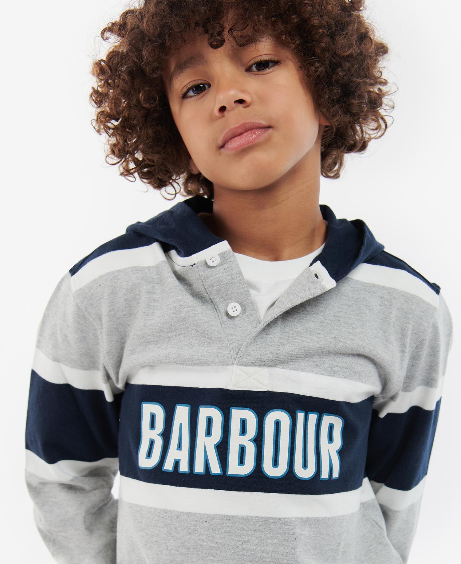 Barbour Greyson Hooded Rugby Kids' Clothing Grey / Navy | 236548-MQW