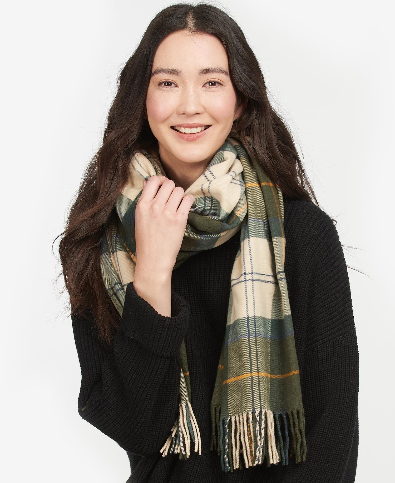 Barbour Hailes Tartan Women\'s Scarves Olive / Brown | 132047-KTW