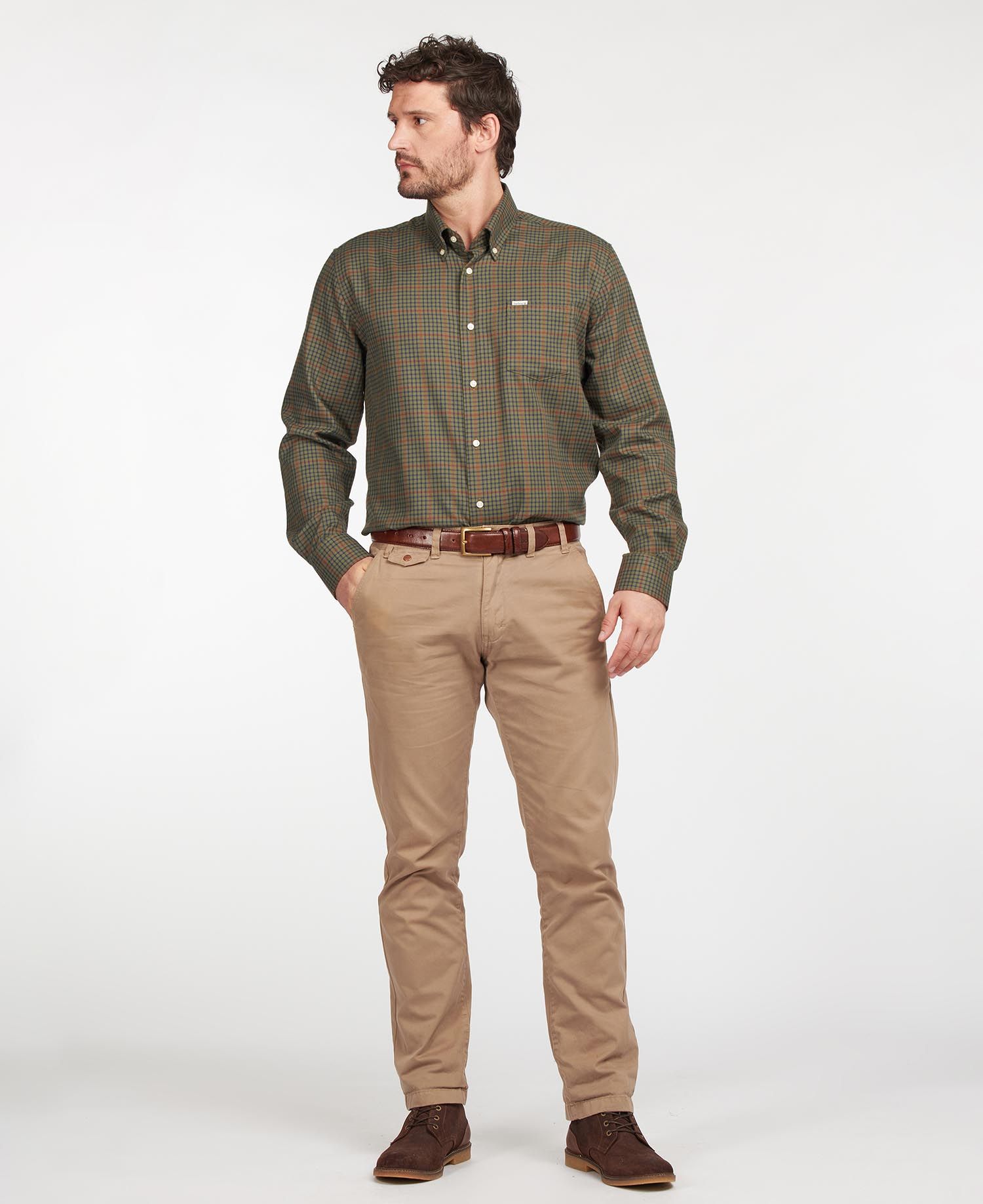 Barbour Henderson Thermo Weave Men's Shirts Olive | 915367-FOI