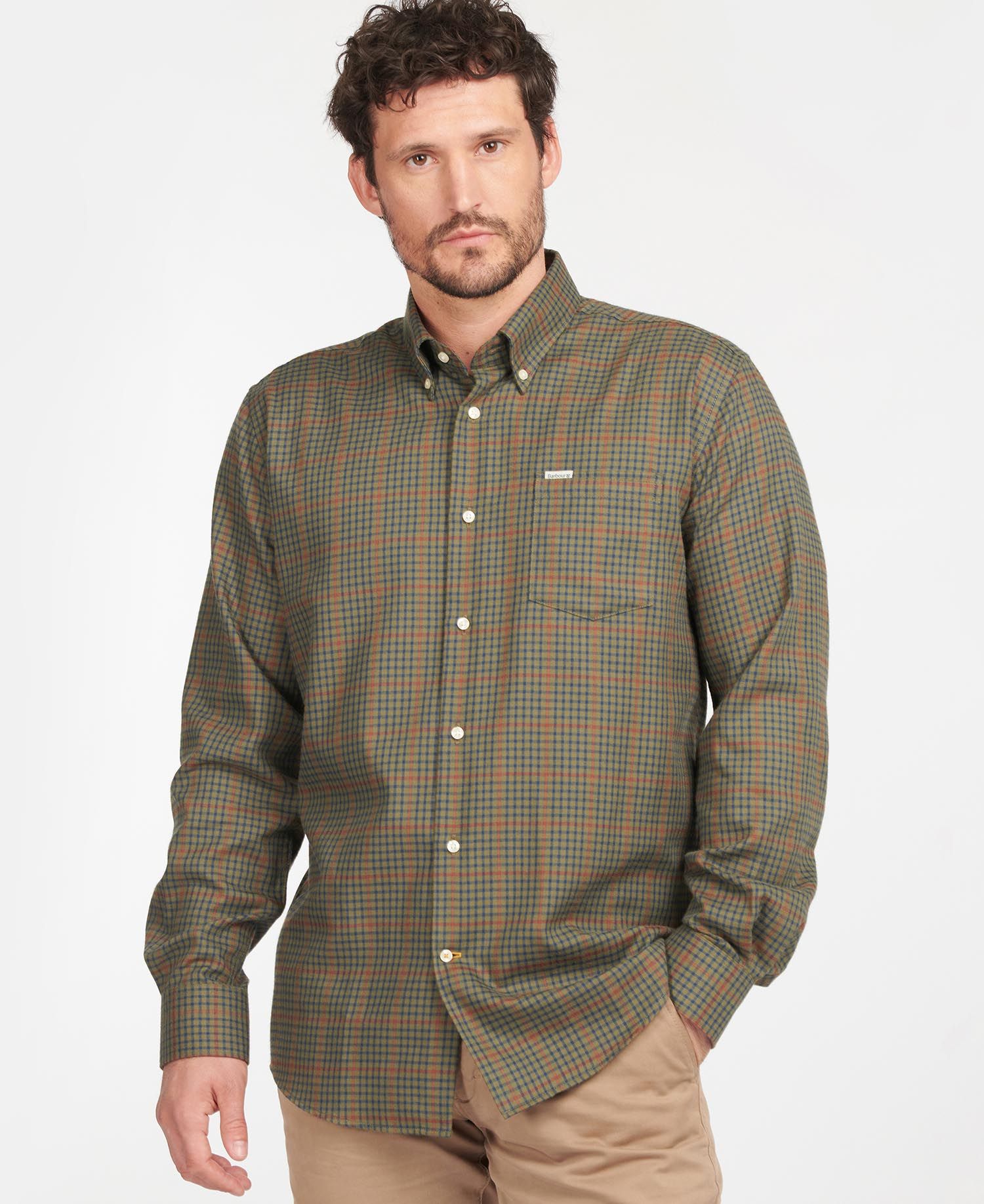 Barbour Henderson Thermo Weave Men\'s Shirts Olive | 915367-FOI