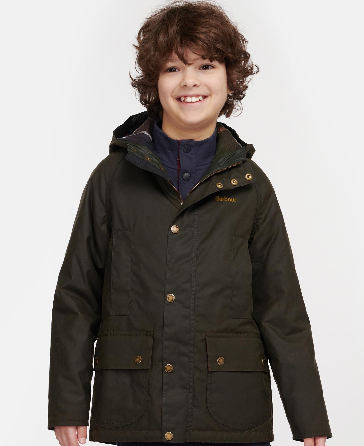 Barbour Hooded Beaufort Kids\' Jackets Navy | 350489-OJV