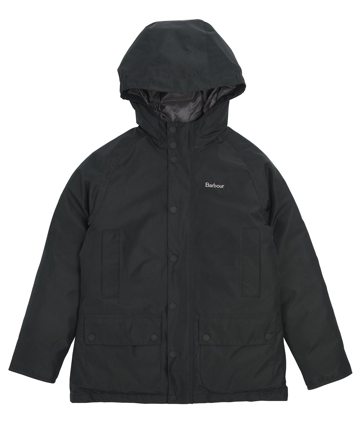 Barbour Hooded Beaufort Showerproof Kids' Jackets Black | 173865-YVT