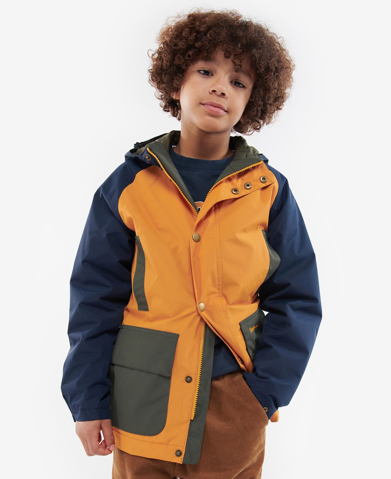 Barbour Hooded Bedale Showerproof Kids\' Jackets Orange / Navy | 731540-VYT