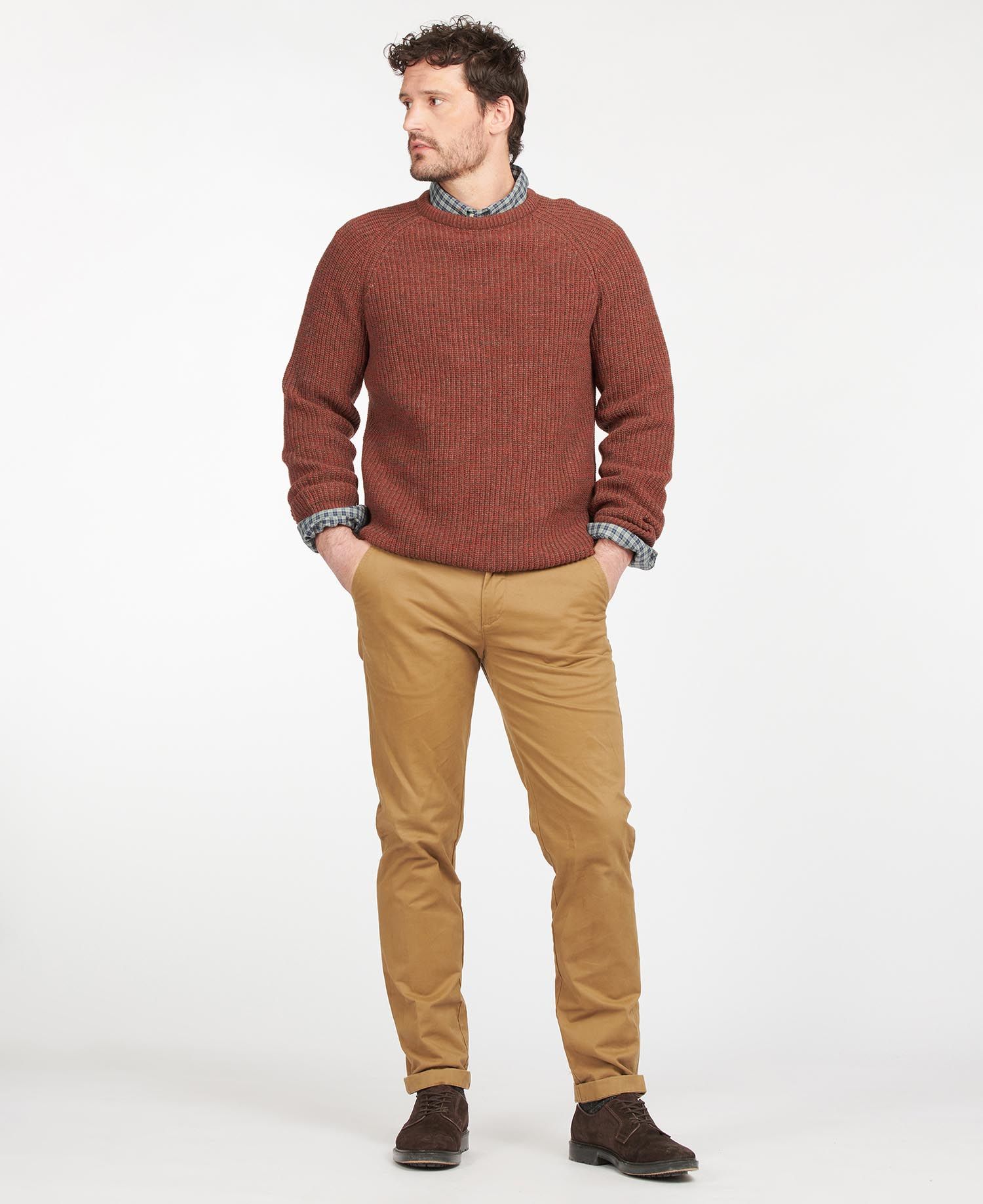 Barbour Horseford Crew Knit Men's Sweaters Brown | 782540-JBZ