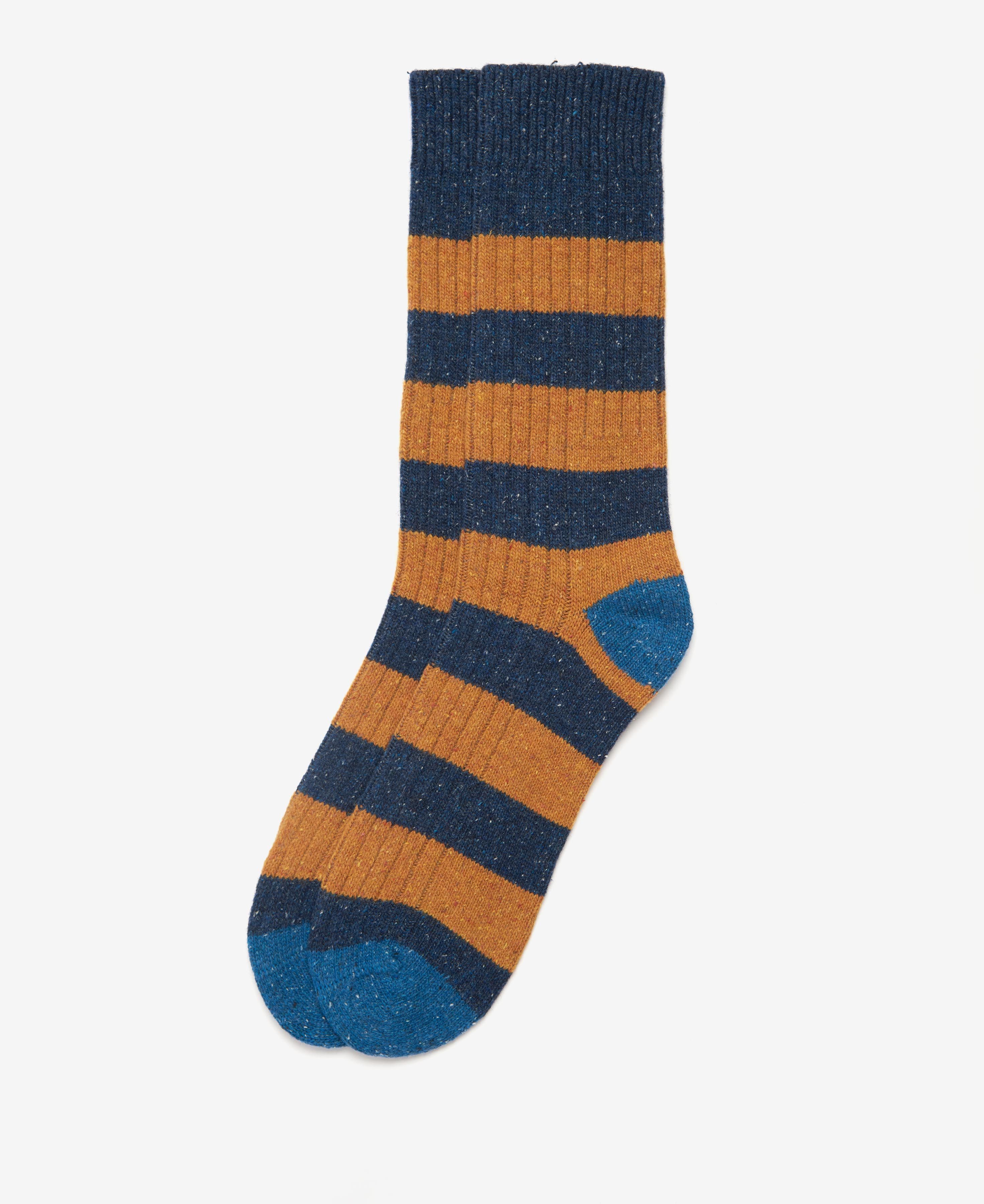 Barbour Houghton Stripe Men\'s Socks Orange / Navy | 412389-EJO