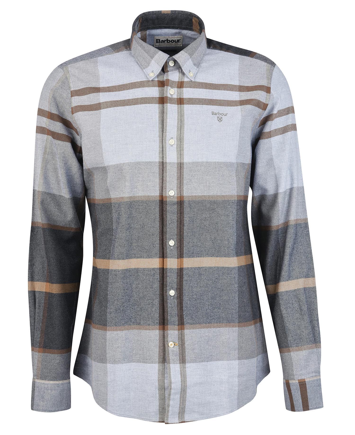 Barbour Iceloch Tailored Men's Shirts Grey / Brown | 062397-EIT