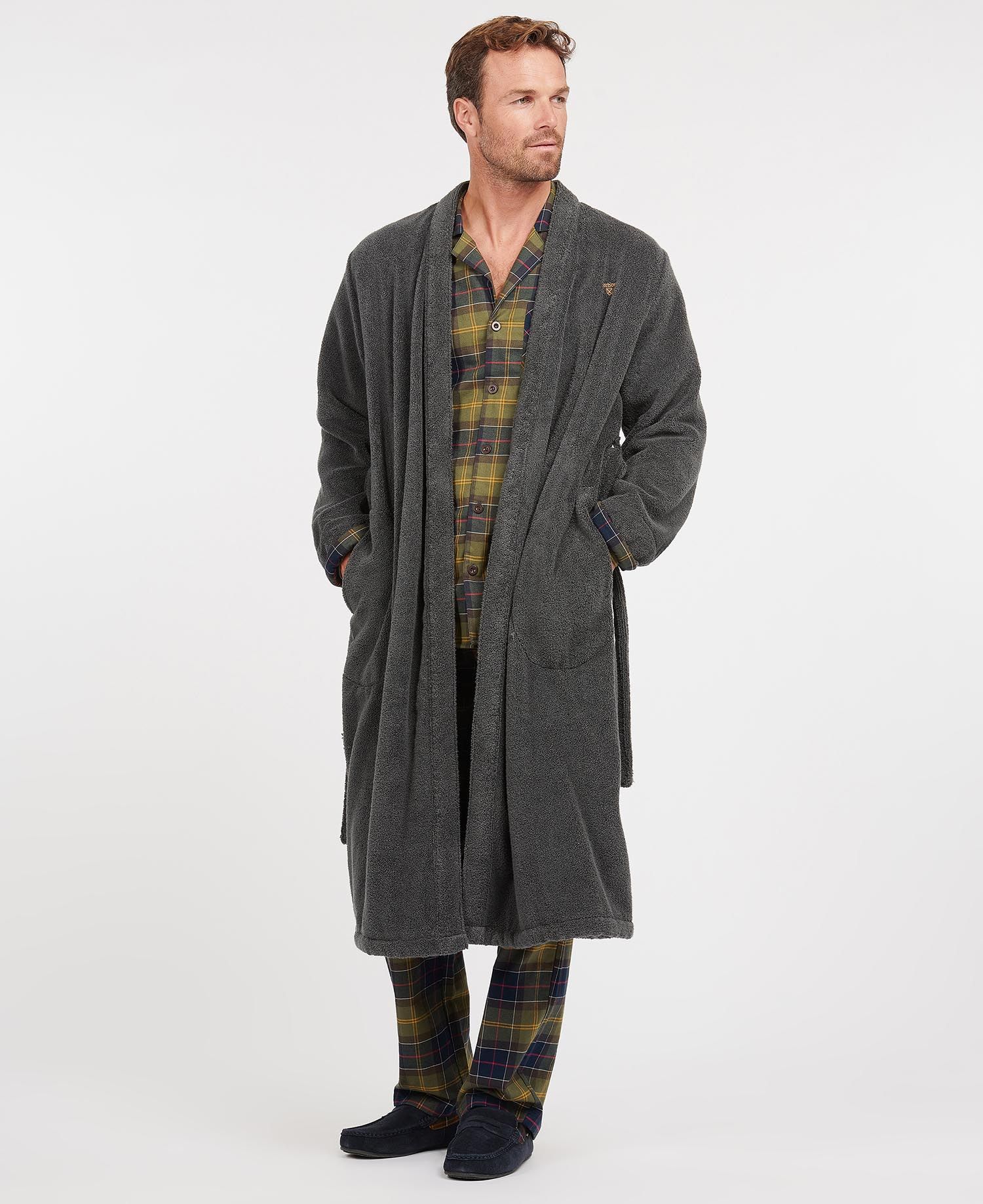 Barbour Lachlaning Gown Men's Nightwear Grey | 024738-BZK