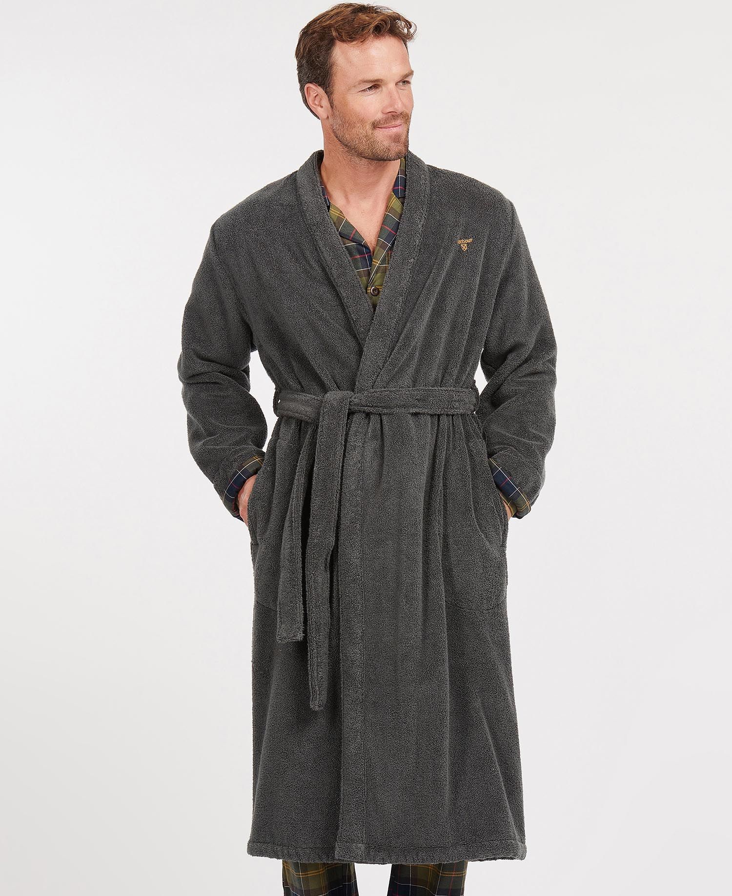 Barbour Lachlaning Gown Men\'s Nightwear Grey | 024738-BZK