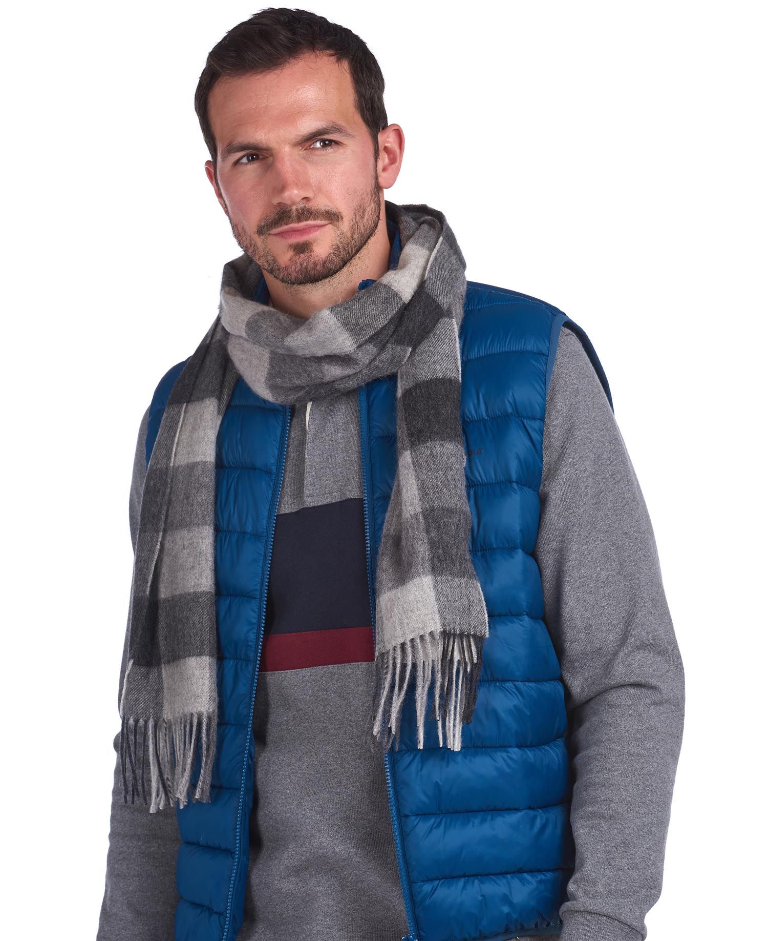 Barbour Large Tattersall Men's Scarves Grey | 248593-HPT