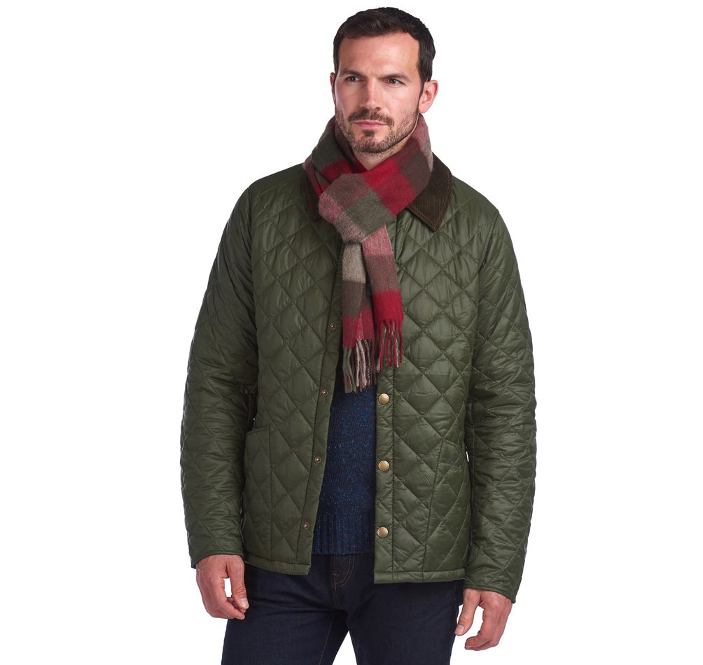 Barbour Large Tattersall Men's Scarves Red / Olive | 237108-RTB