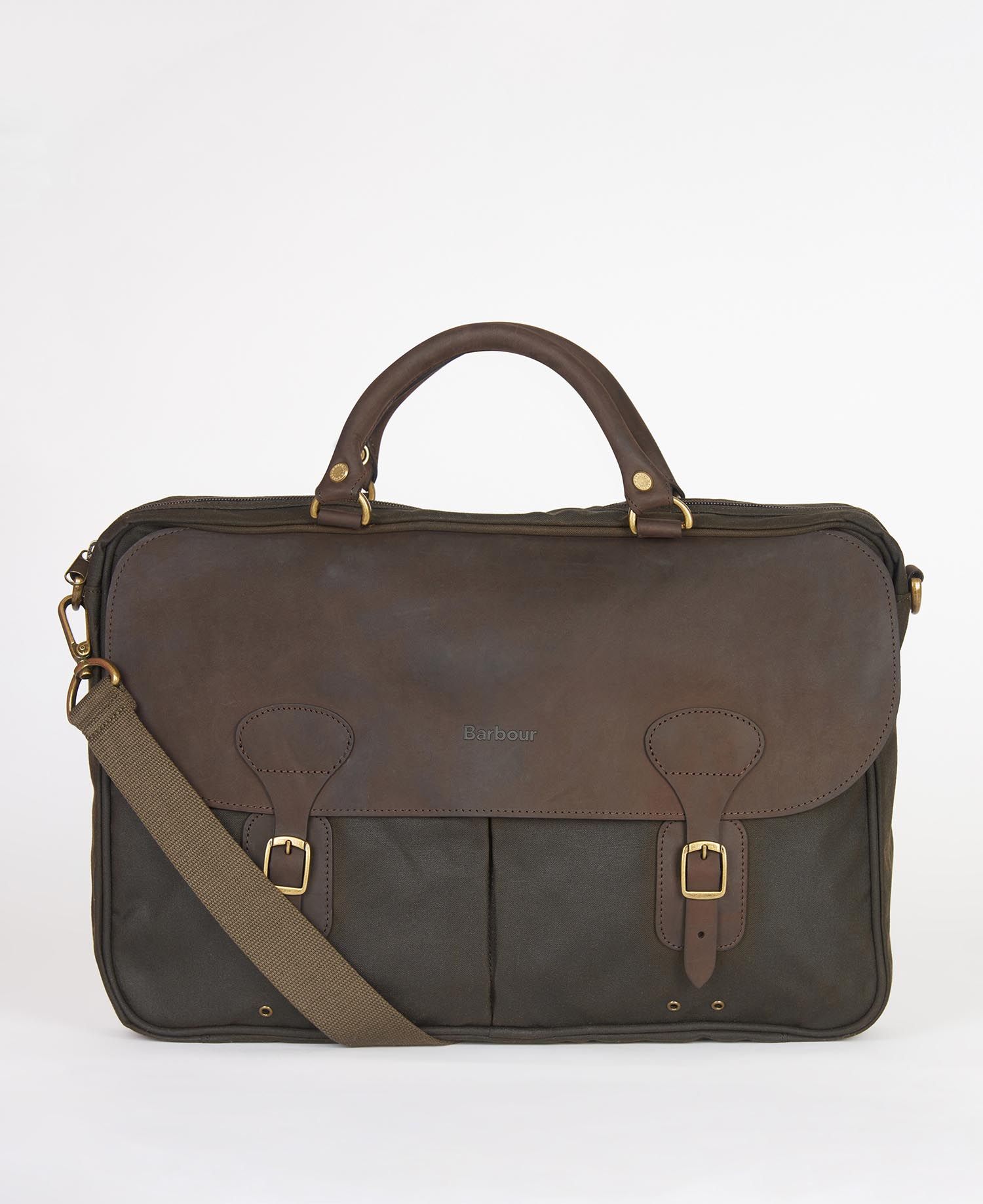 Barbour Leather Men's Luggage Bags Olive | 539412-OLG