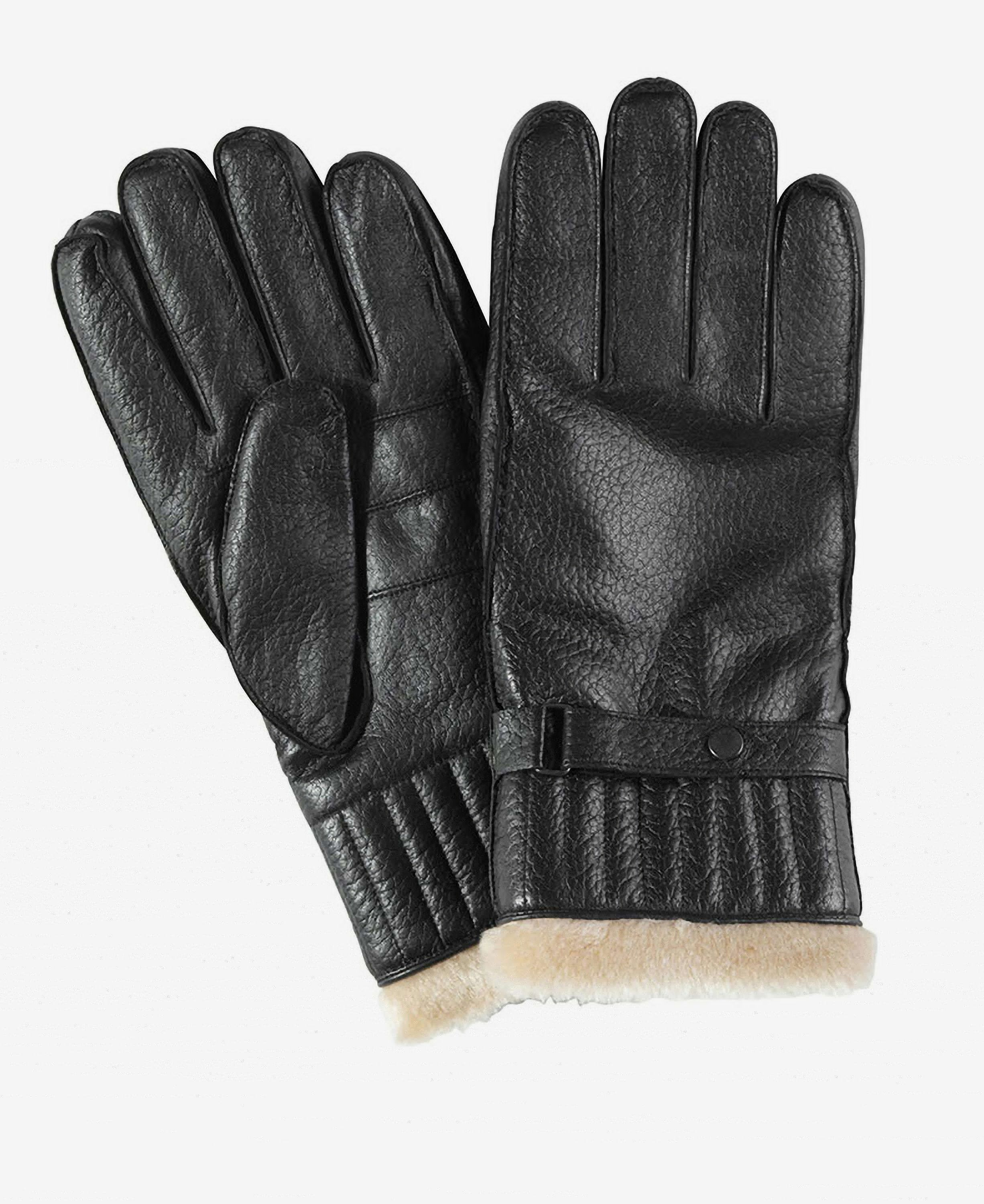 Barbour Leather Utility Men\'s Gloves Black | 170543-OUI