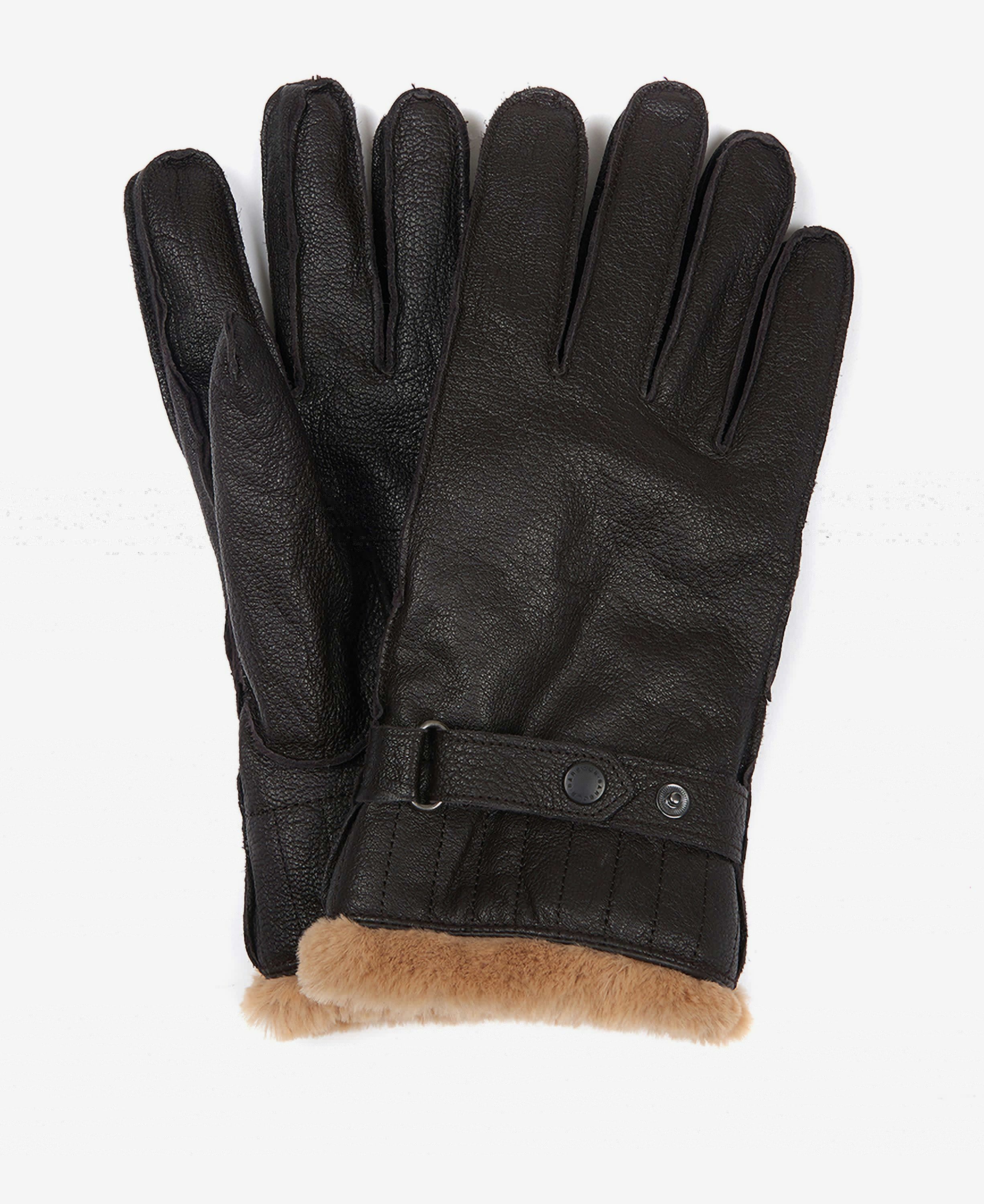 Barbour Leather Utility Men\'s Gloves Black | 748592-KXI