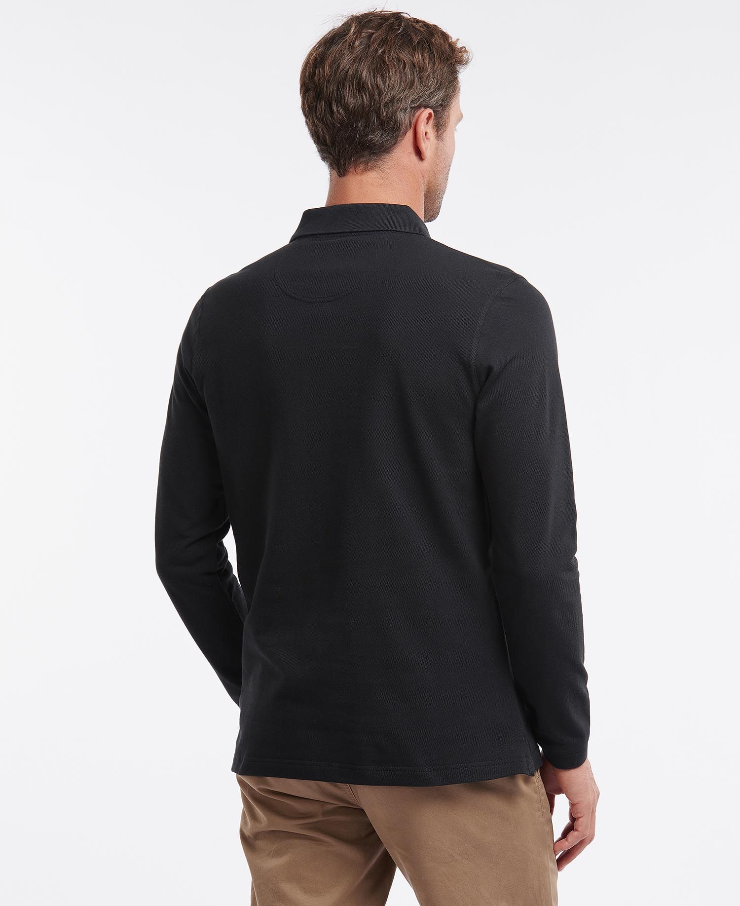 Barbour Long-Sleeved Sports Men's Polo Shirts Black | 893104-FWG