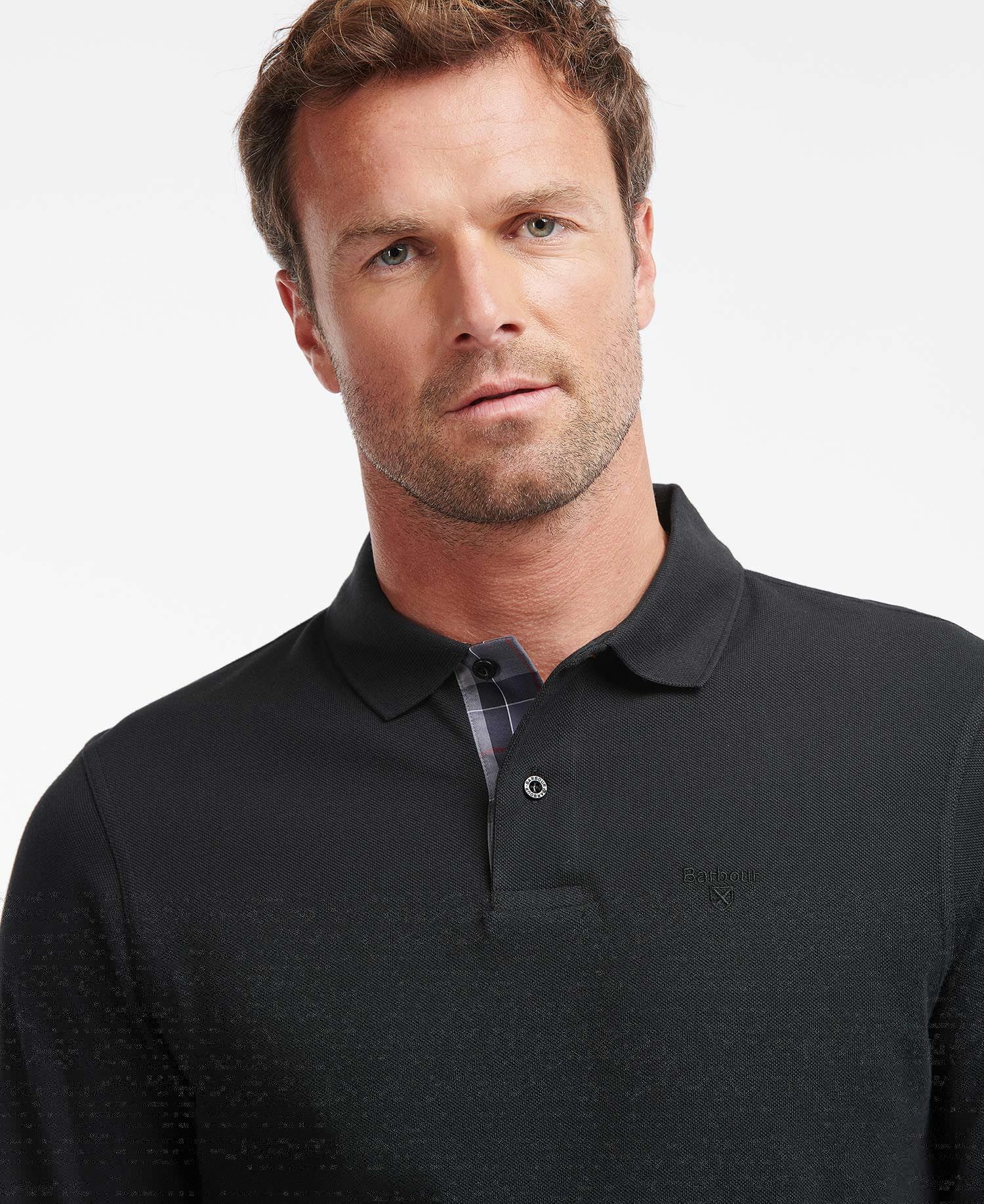 Barbour Long-Sleeved Sports Men's Polo Shirts Black | 893104-FWG