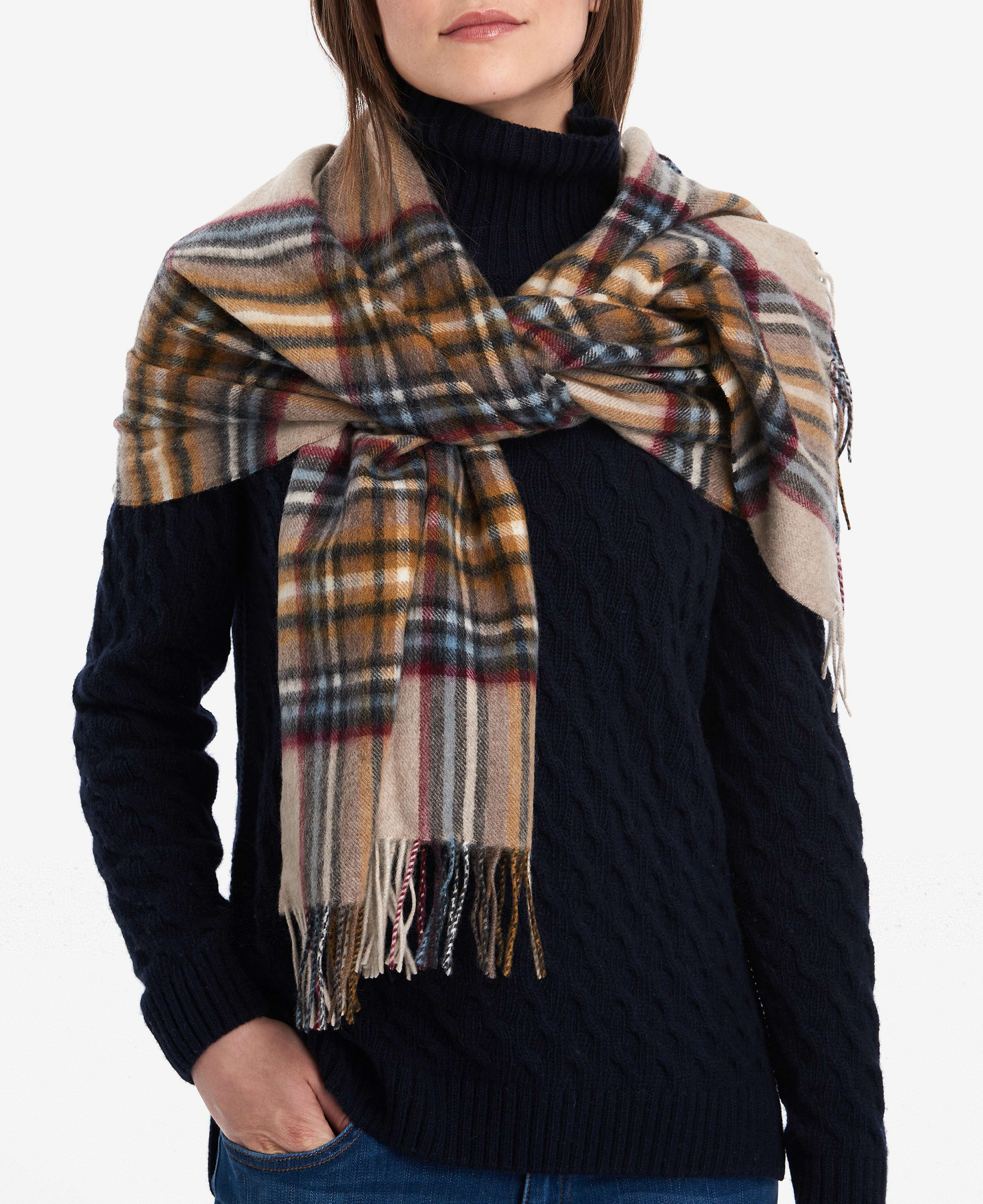 Barbour Lonnen Check Women's Scarves Beige / Grey | 413602-CTW