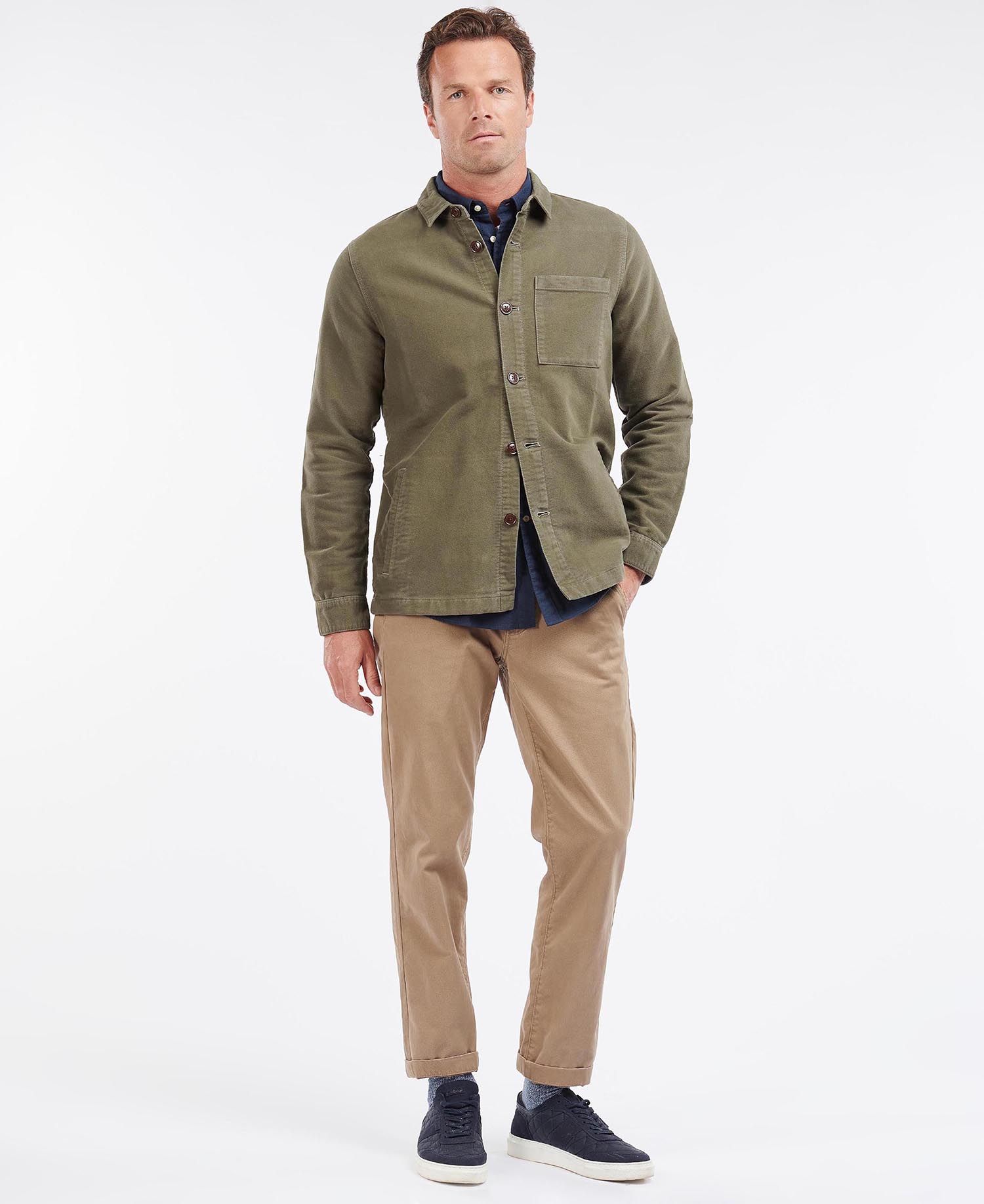 Barbour Moleskin Men's Overshirt Light Olive | 514978-QLA