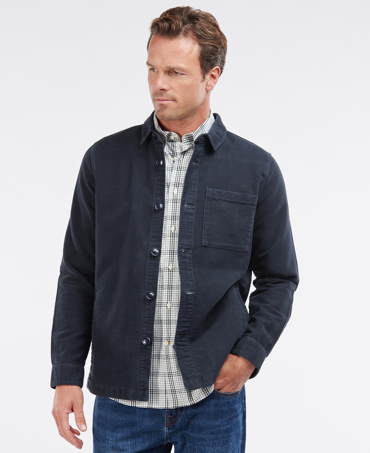 Barbour Moleskin Men\'s Overshirt Navy | 908753-JCH