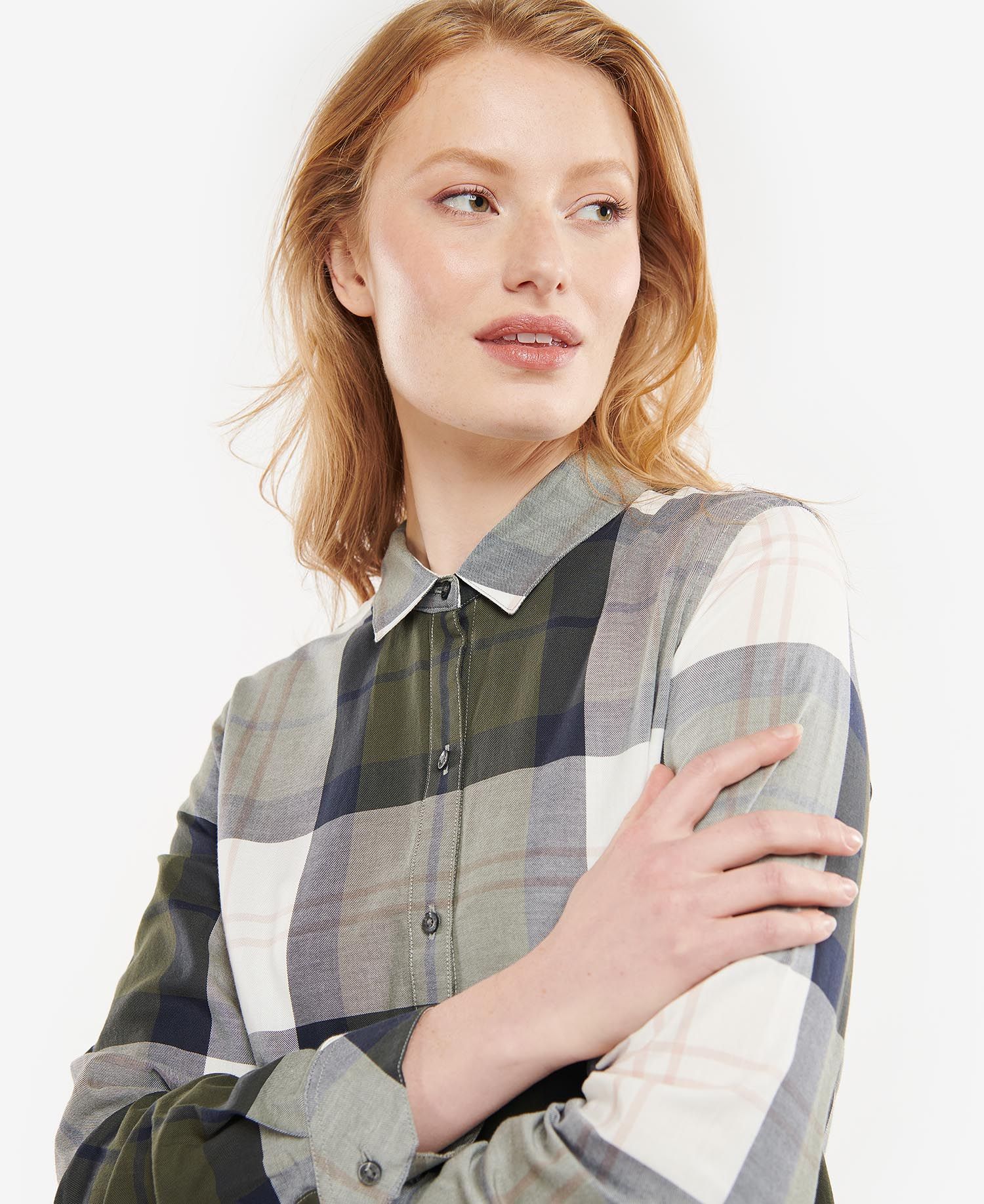 Barbour Moorland Women's Shirts Olive / White | 417280-LQF