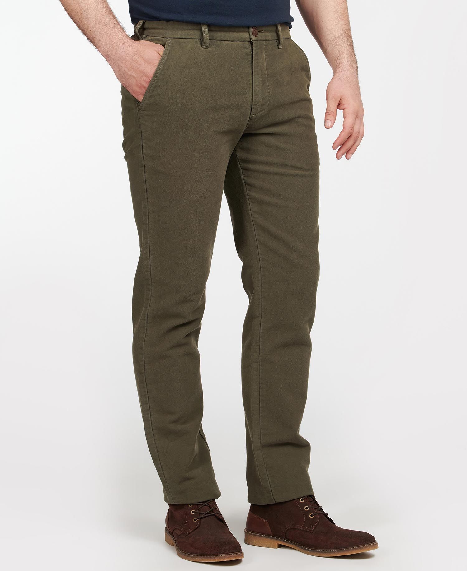 Barbour Neuston Moleskin Men\'s Trousers Dark Olive | 351724-RIH