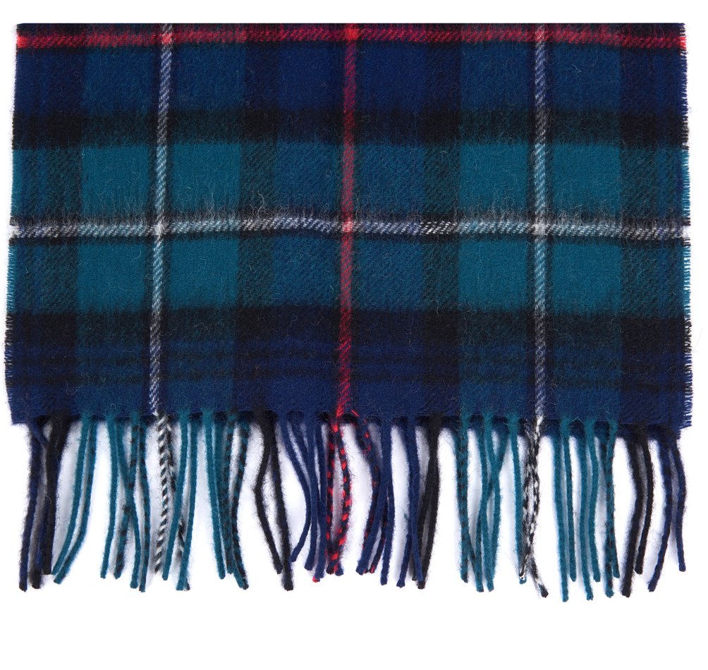 Barbour New Check Tartan Men's Scarves Navy / Turquoise | 491863-REG