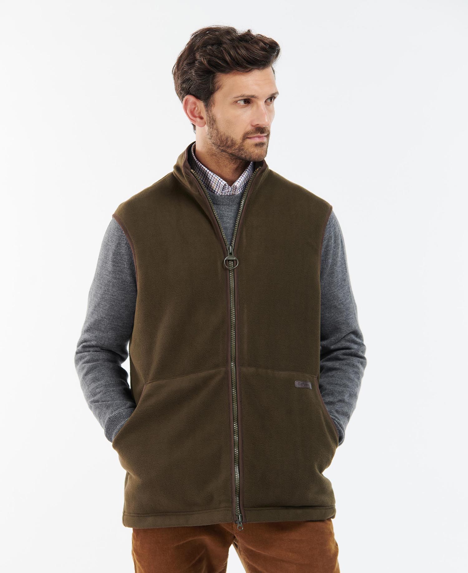 Barbour Oakmoor Fleece Men\'s Vest Olive | 918703-FHV