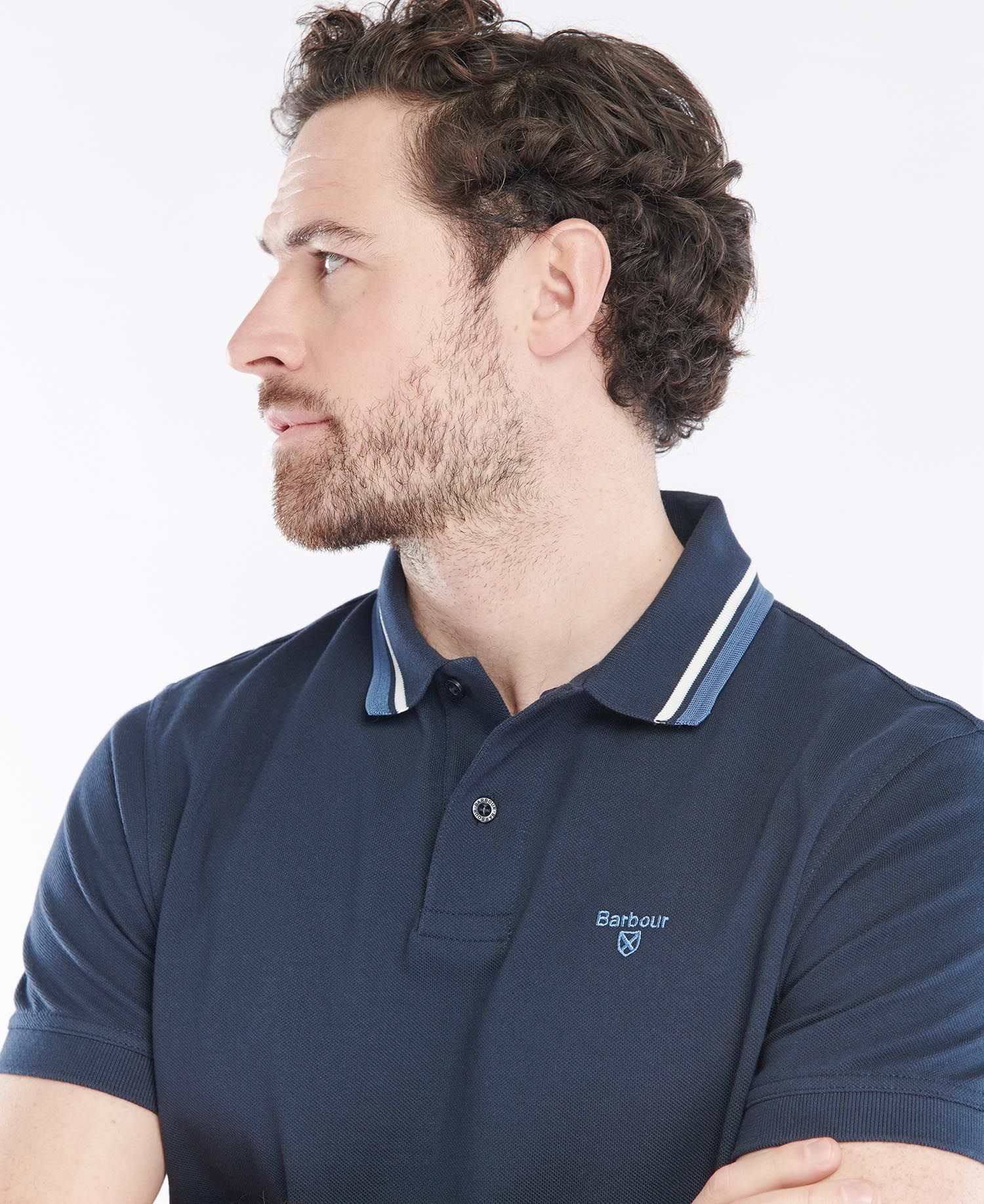 Barbour Otterburn Men's Polo Shirts Navy | 415967-OSZ