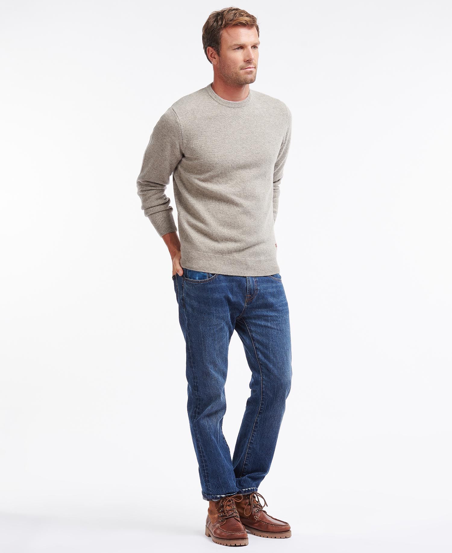 Barbour Patch Crew Neck Men's Sweaters Grey | 510397-UXA