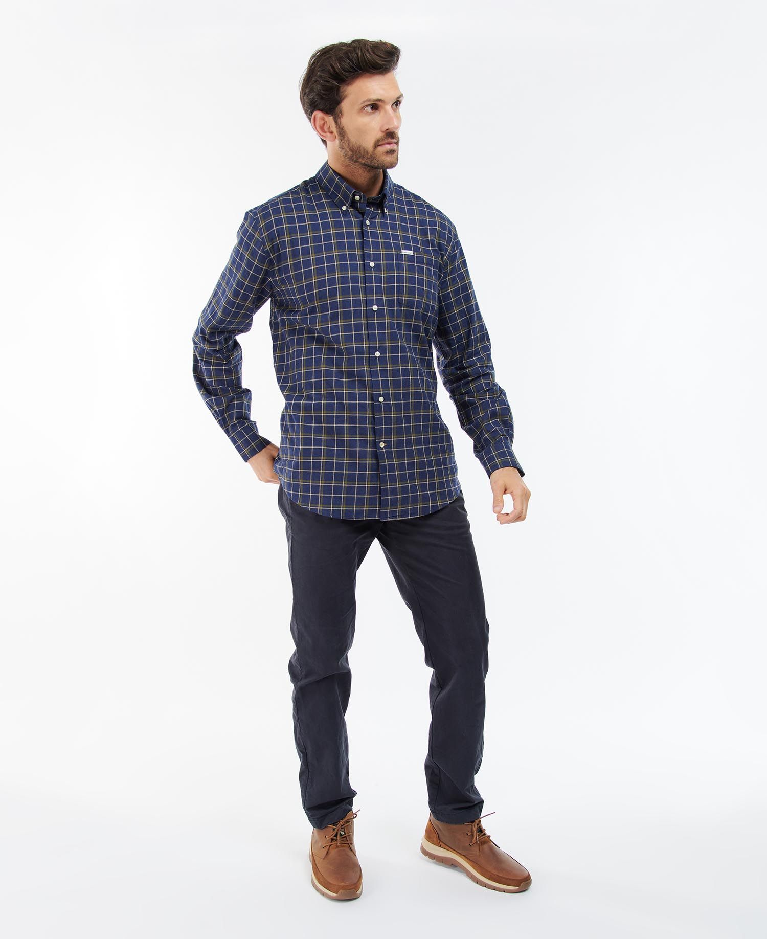 Barbour Pelton Regular Men's Shirts Navy | 429581-LKJ