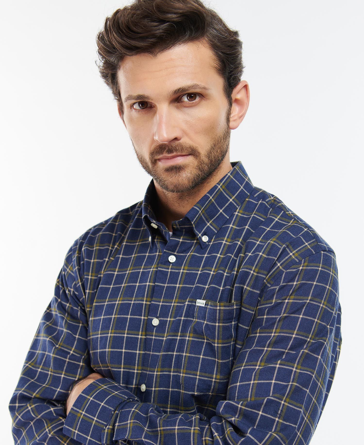 Barbour Pelton Regular Men's Shirts Navy | 429581-LKJ