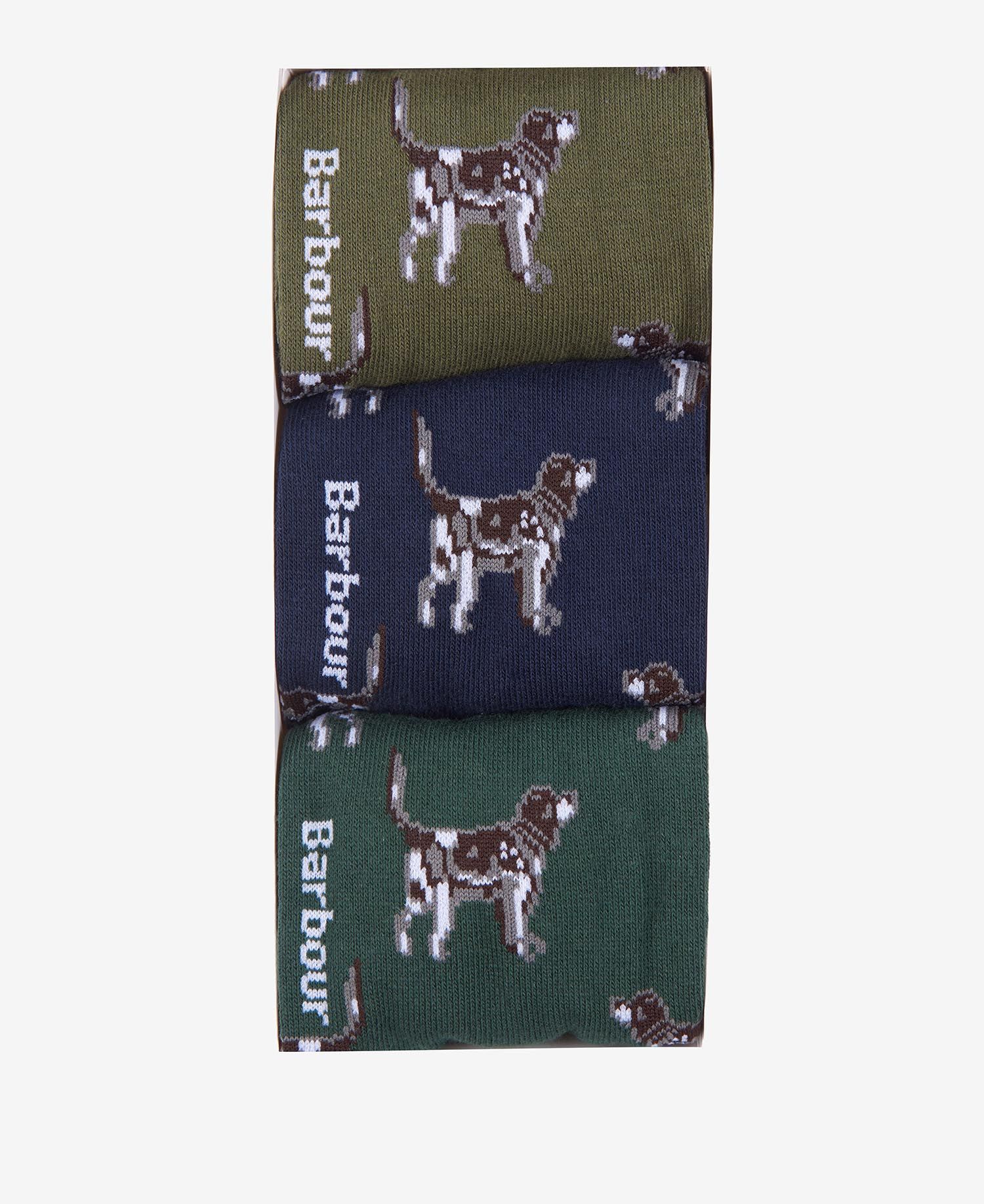 Barbour Pointer Dog Gift Box Men's Socks Olive / Green / Navy | 403819-DZF