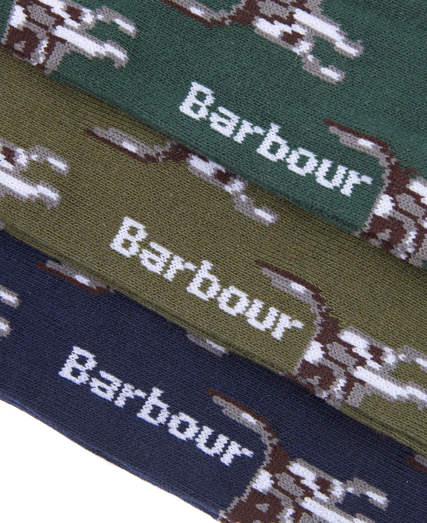 Barbour Pointer Dog Gift Box Men's Socks Olive / Green / Navy | 403819-DZF