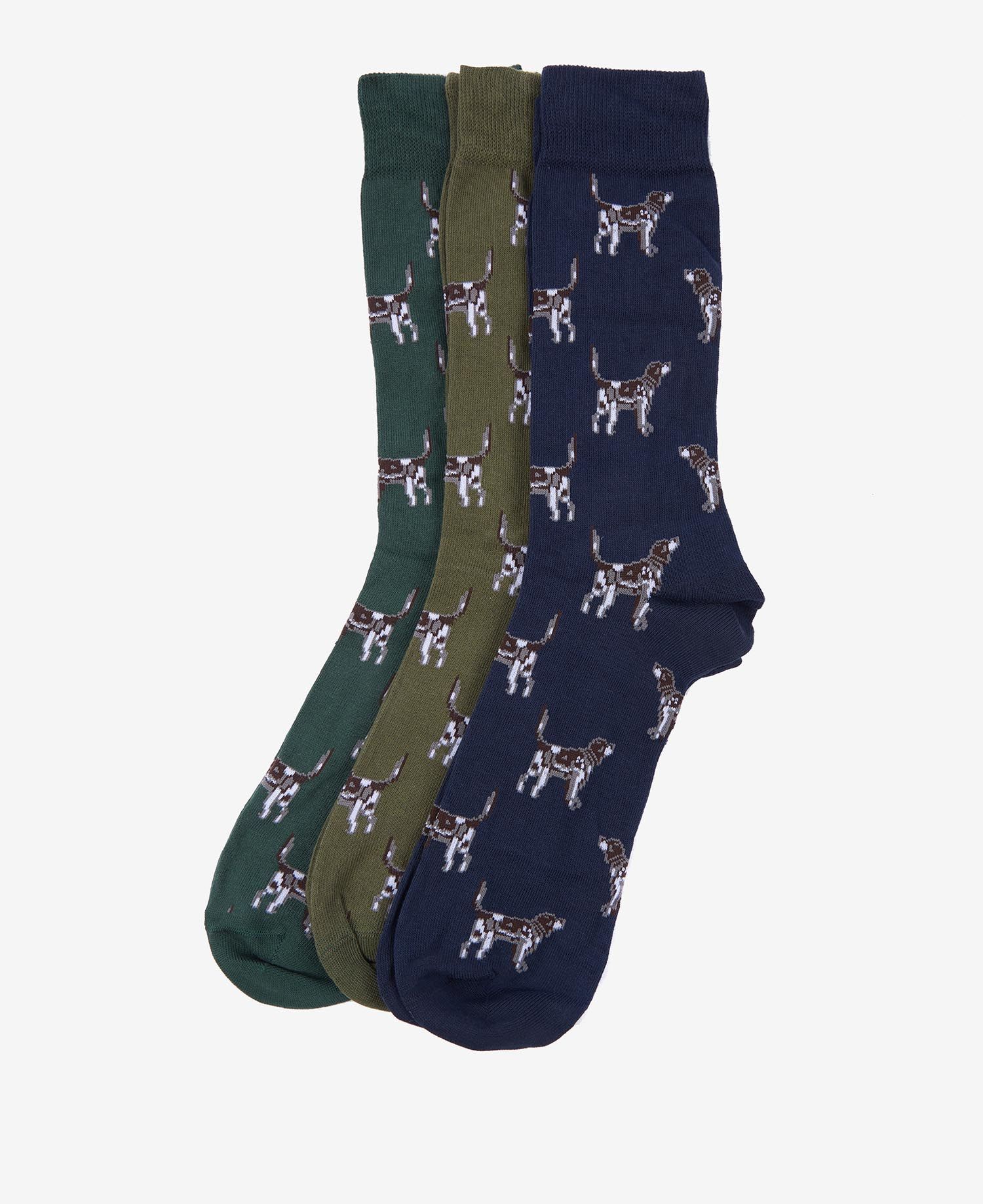 Barbour Pointer Dog Gift Box Men\'s Socks Olive / Green / Navy | 403819-DZF