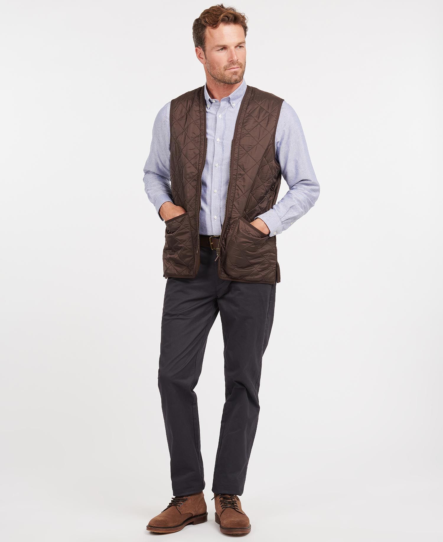 Barbour Polarquilt Zip-In Liner Men's Vest Dark Brown | 206438-BMV