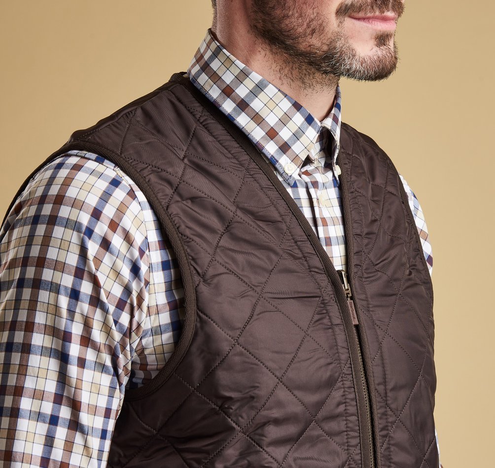 Barbour Polarquilt Zip-In Liner Men's Vest Dark Brown | 206438-BMV