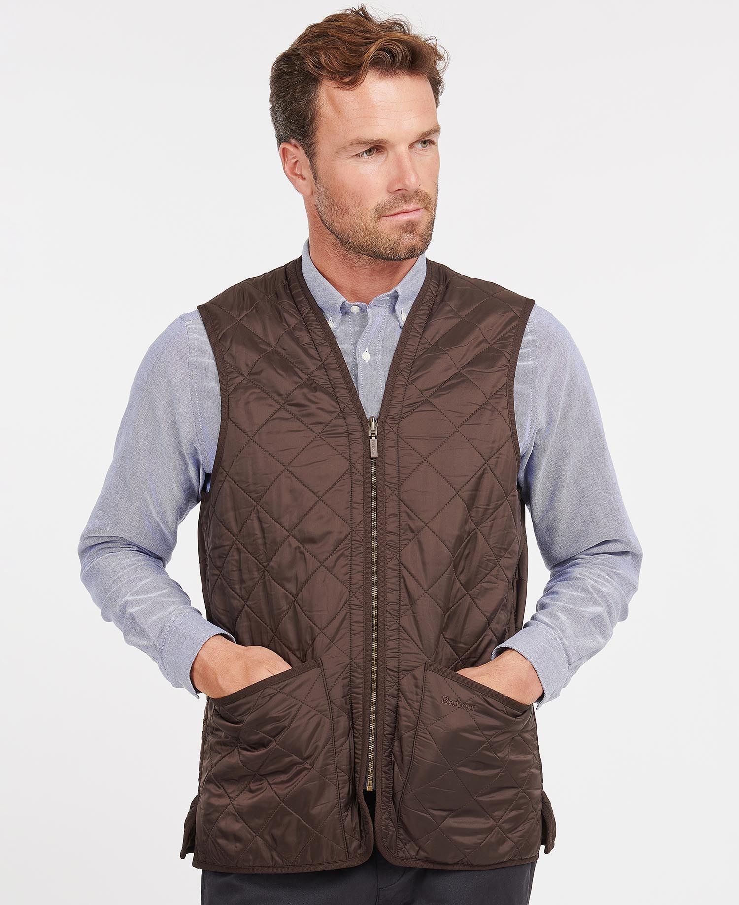 Barbour Polarquilt Zip-In Liner Men\'s Vest Dark Brown | 206438-BMV