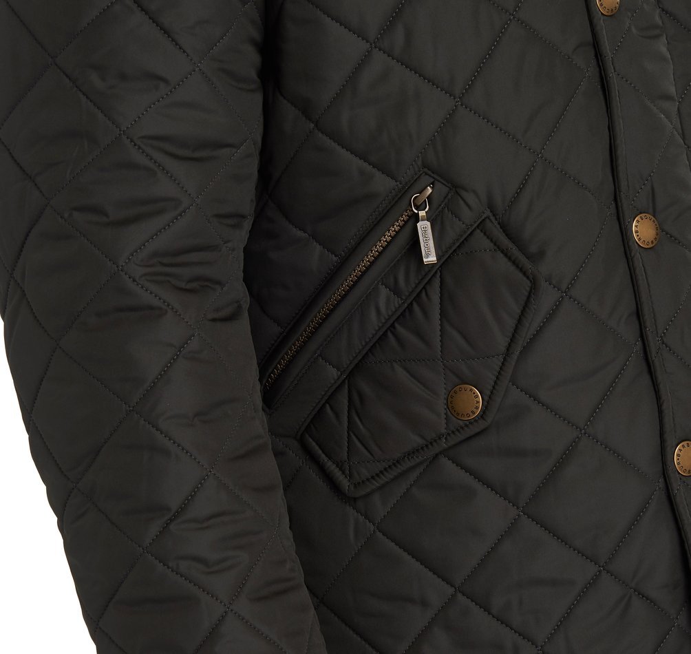 Barbour Powell Men's Quilted Jackets Black | 758614-HIX