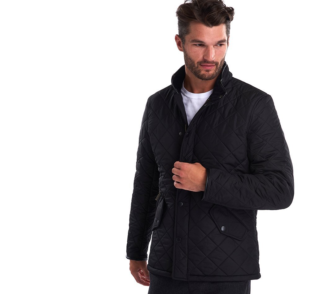 Barbour Powell Men's Quilted Jackets Black | 973162-FGD