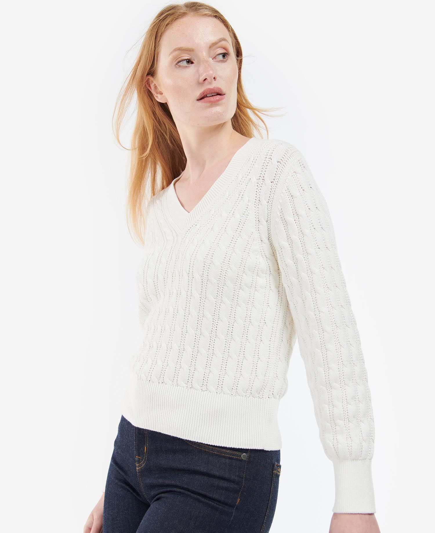 Barbour Primrose Knit Women's Sweaters Cream | 201975-QZH