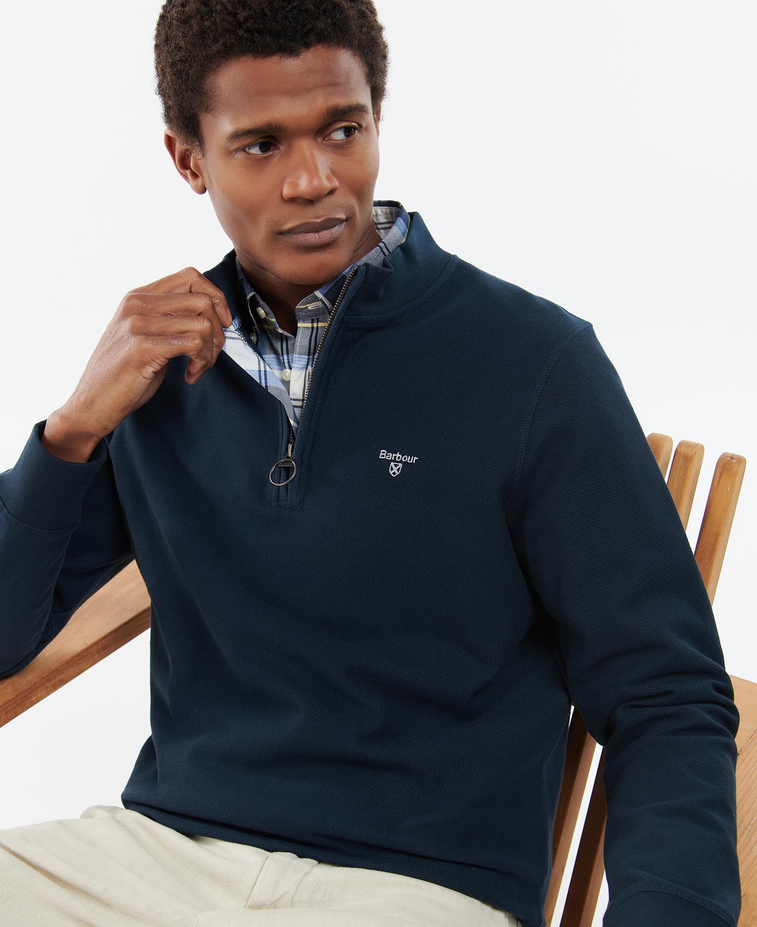 Barbour Rigg Half Zip Men's Sweatshirts Navy | 530719-MVR