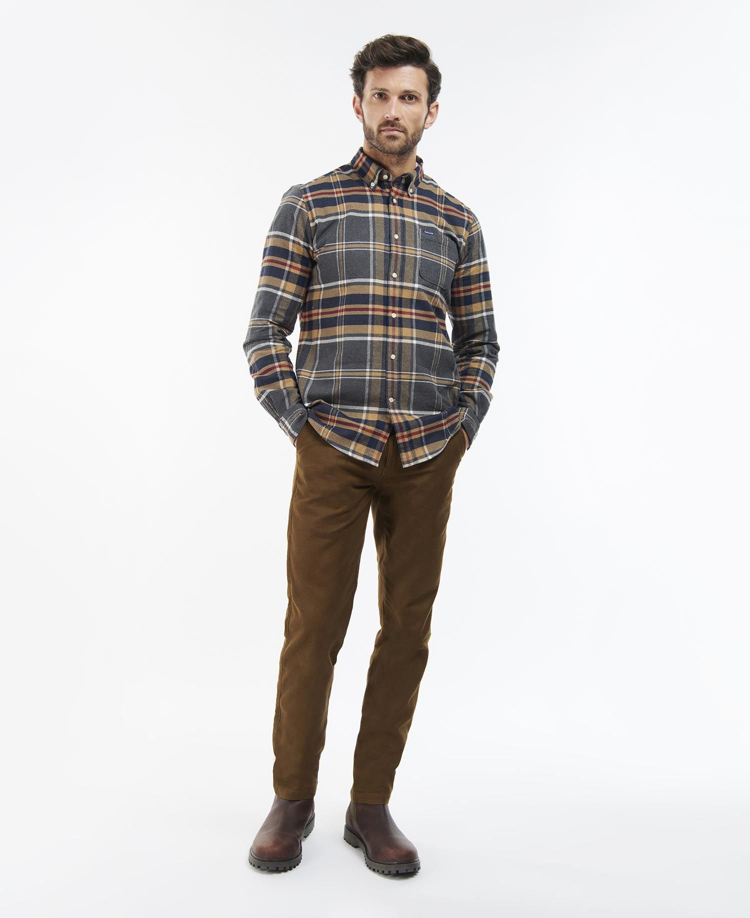 Barbour Ronan Tailored Check Men's Shirts Grey | 316852-WMO