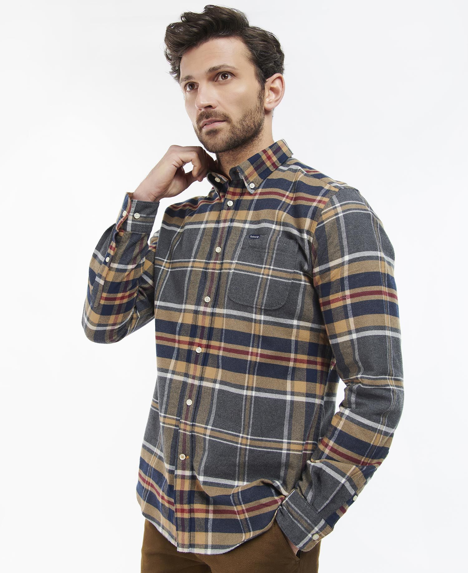 Barbour Ronan Tailored Check Men's Shirts Grey | 316852-WMO