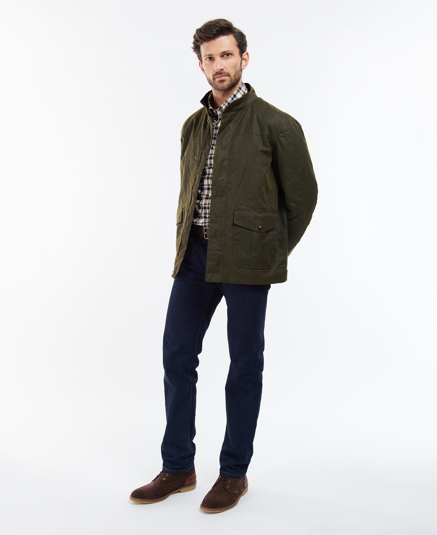 Barbour Sheldon Men's Waxed Jackets Olive | 089137-RYQ