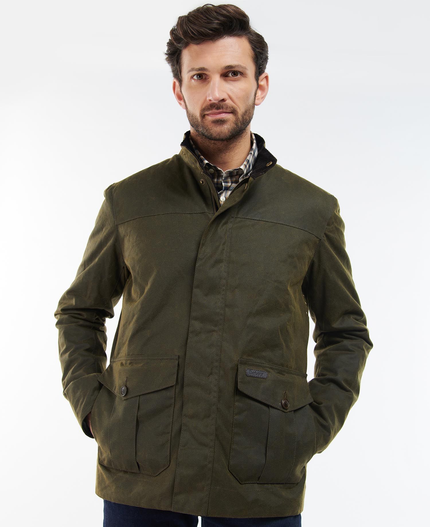 Barbour Sheldon Men\'s Waxed Jackets Olive | 089137-RYQ