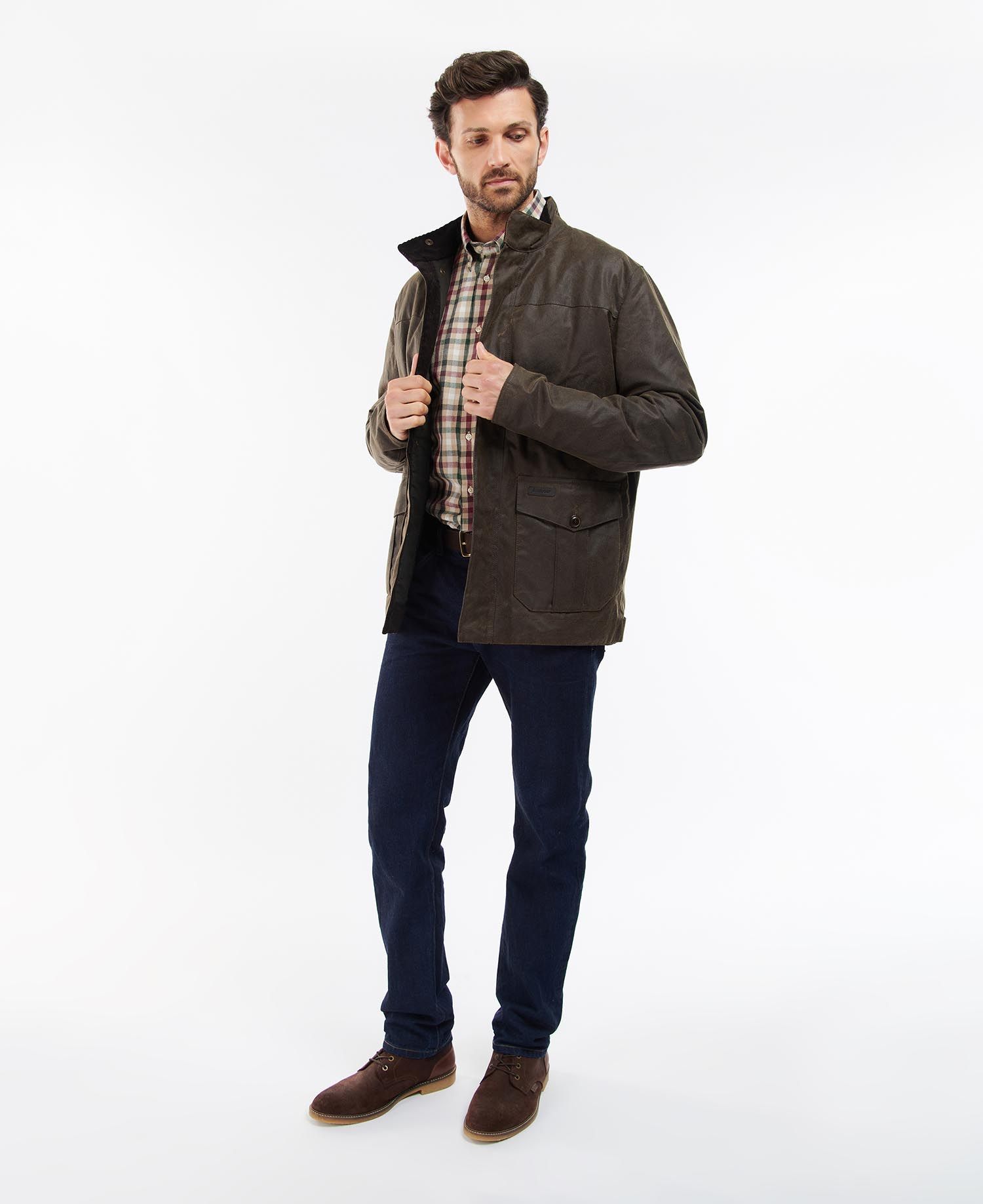 Barbour Sheldon Men's Waxed Jackets Olive | 920645-AZF