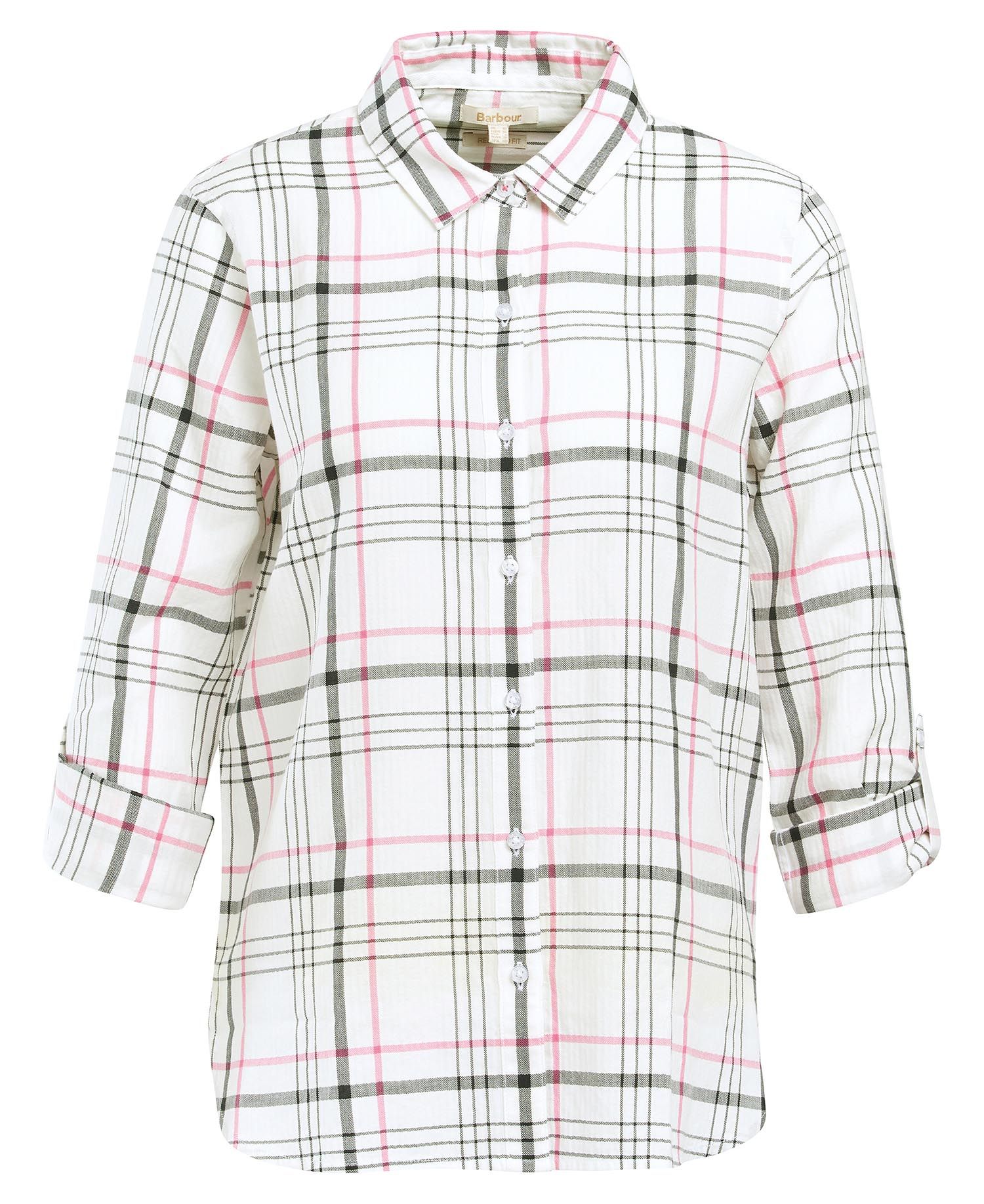 Barbour Shoreline Women's Shirts White / Pink / Black | 240931-IGZ