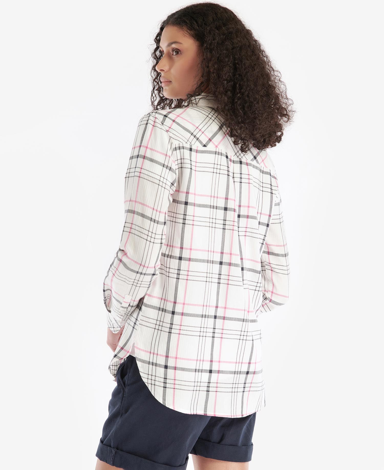 Barbour Shoreline Women's Shirts White / Pink / Black | 240931-IGZ